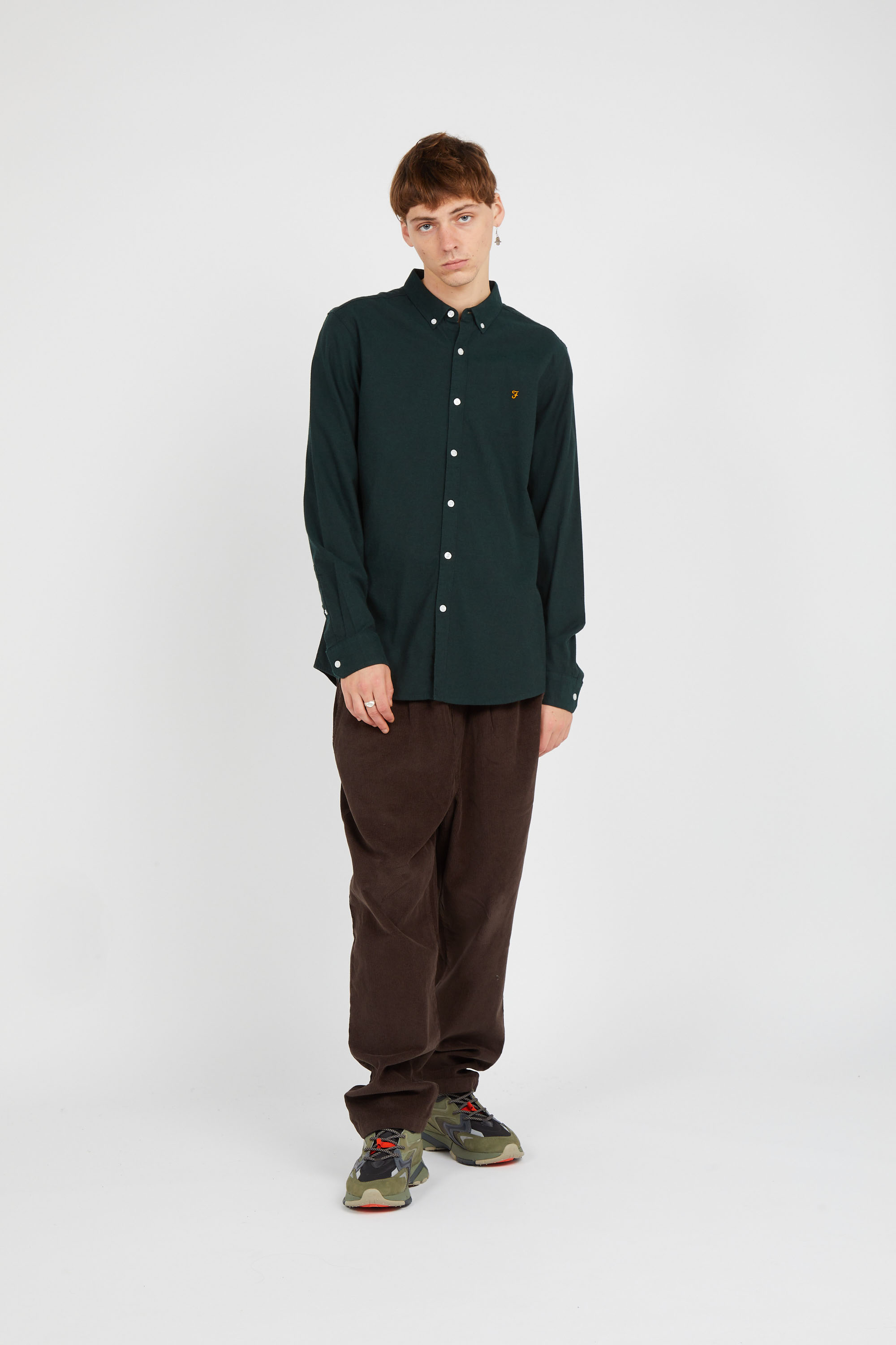 Chemise col américain slim-fit en coton biologique Multicolore