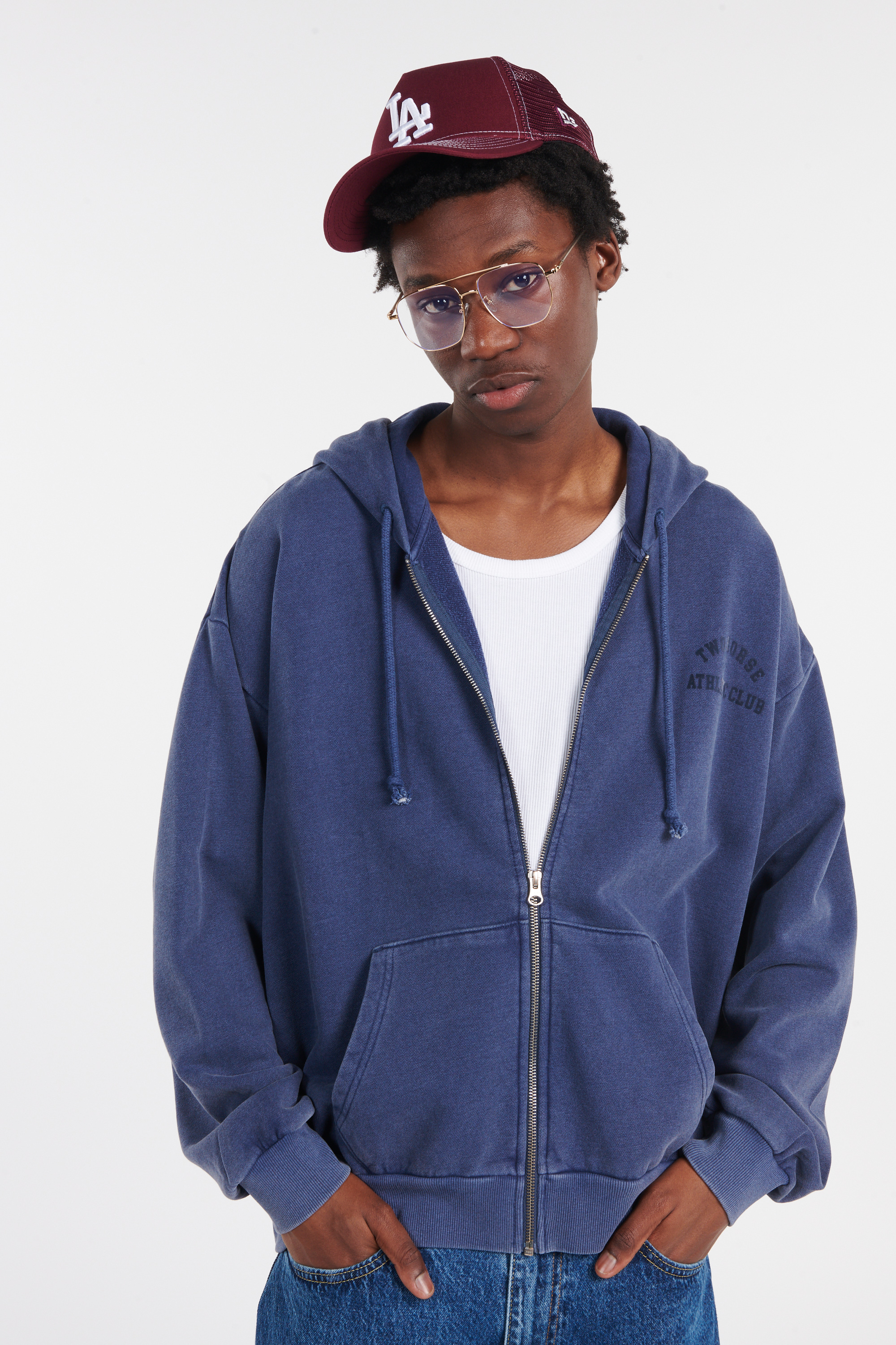 Hoodie zippé Bleu