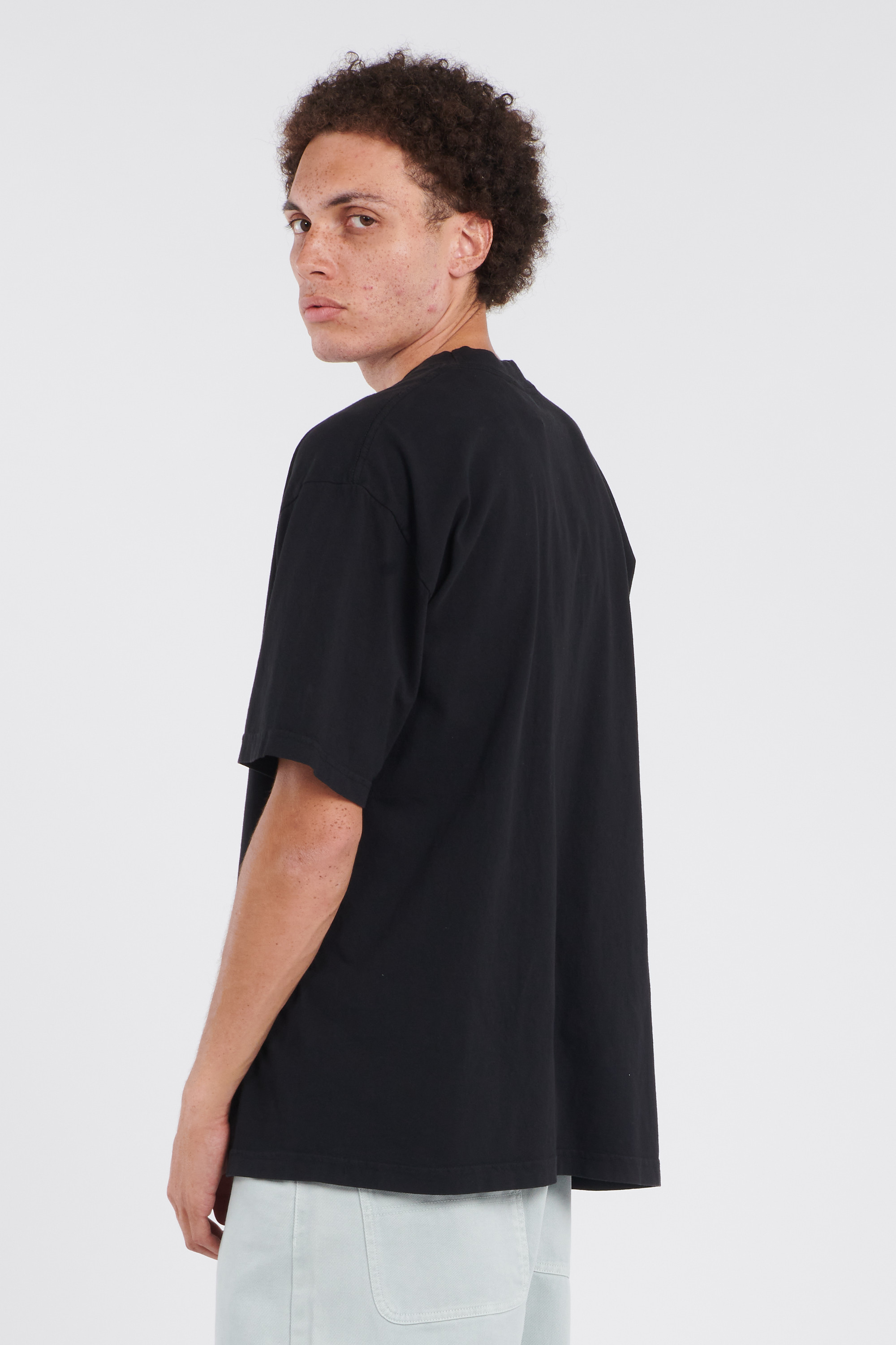 Regular-fit round-neck cotton T-shirt Black