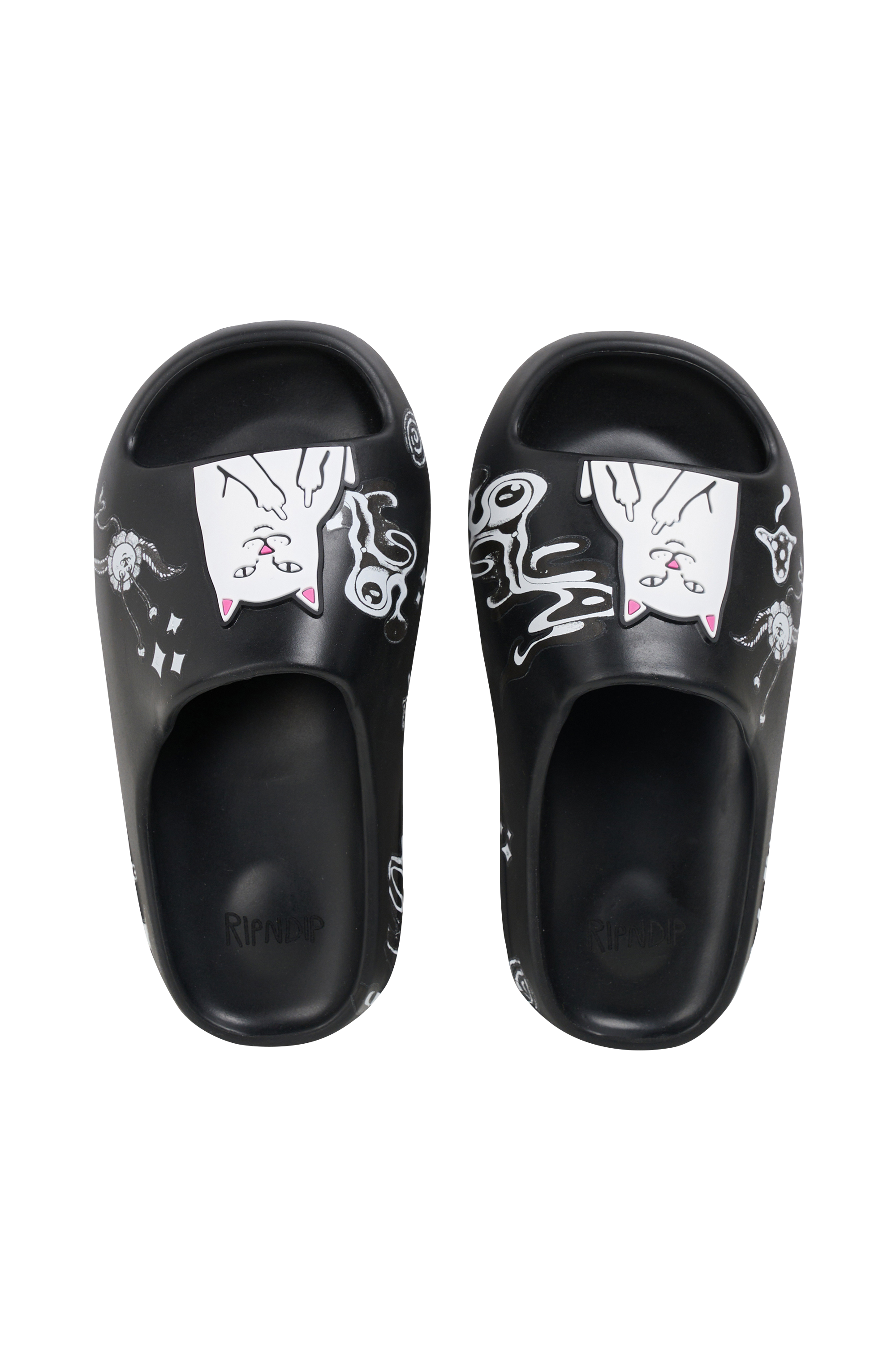 Flat furry sheepskin sandals Black