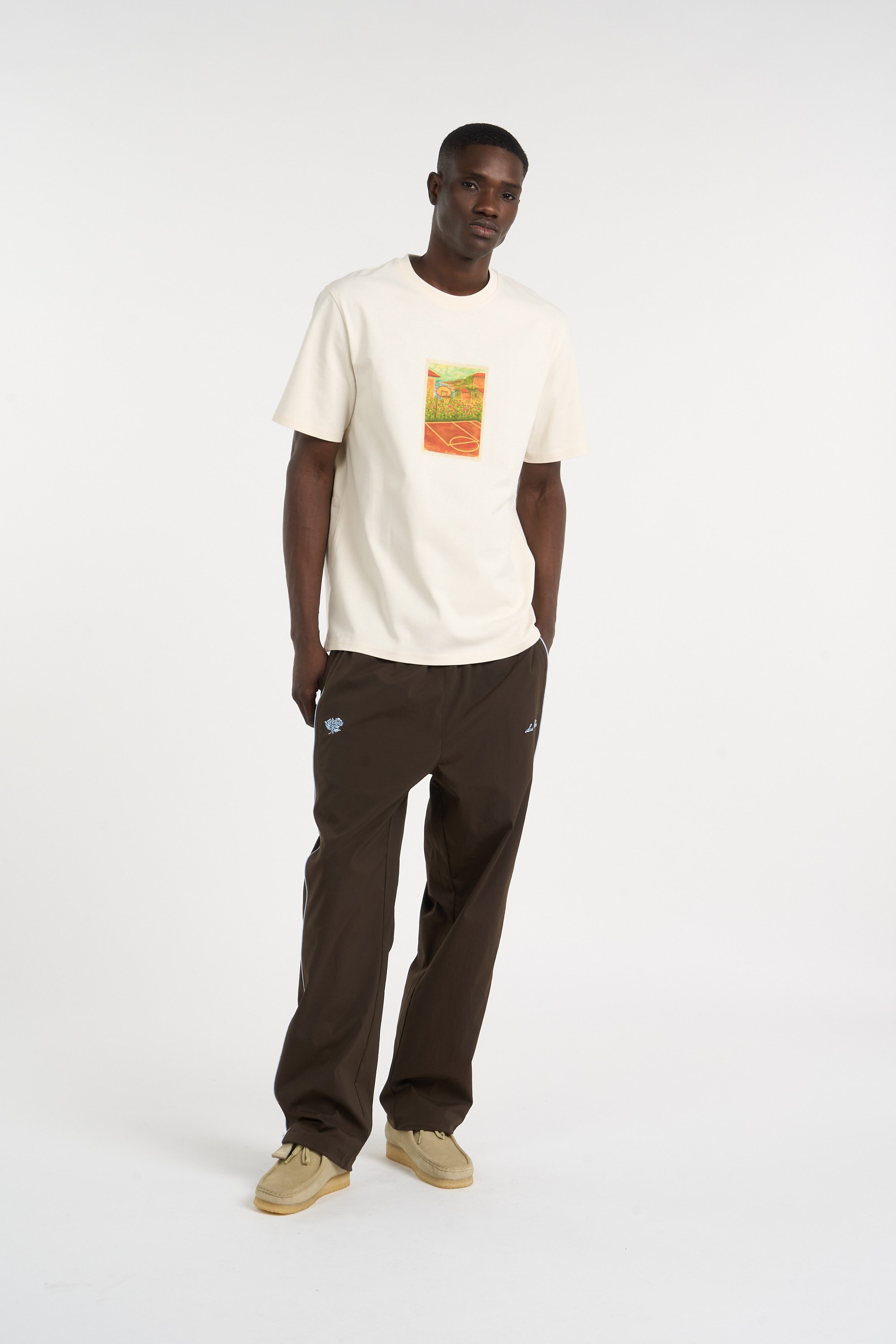 Regular-fit round-neck cotton T-shirt | White LES DEUX Men