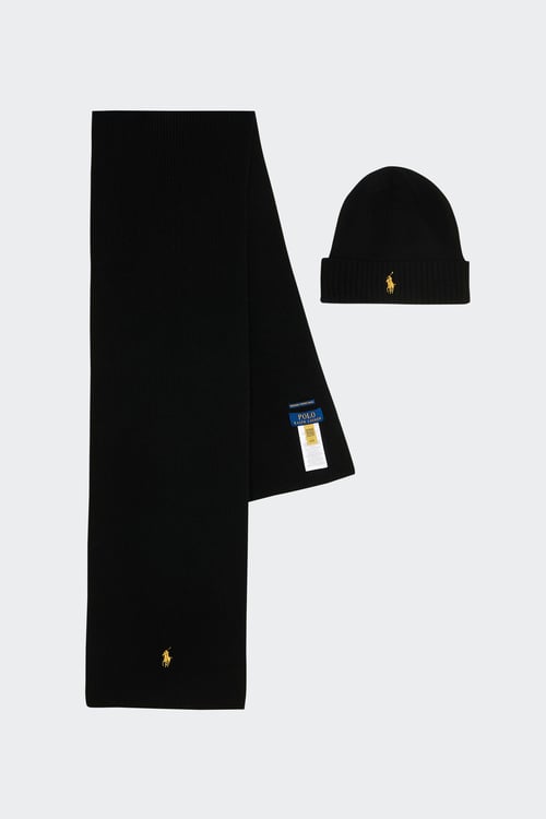 POLO RALPH LAUREN Ensemble écharpe et bonnet Noir