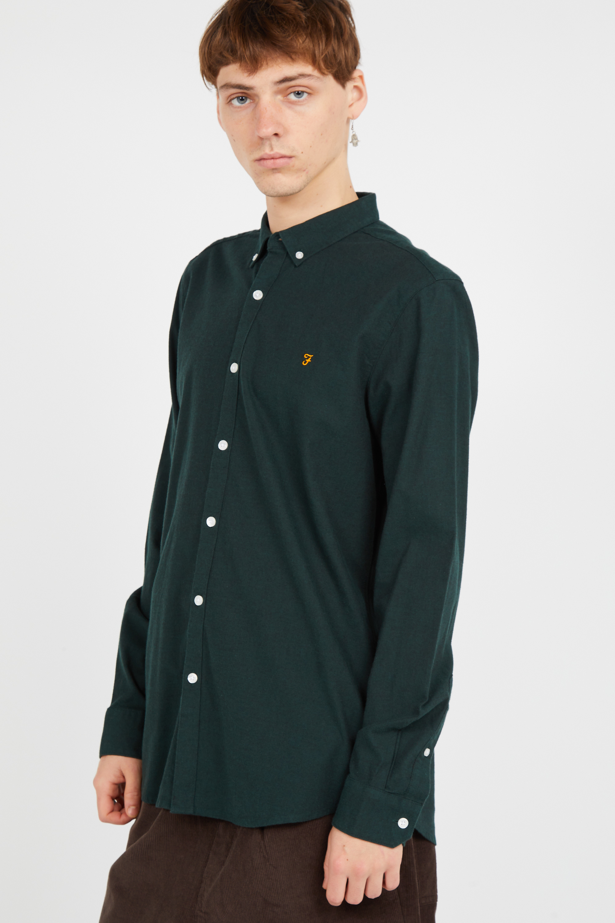 Chemise col américain slim-fit en coton biologique Multicolore