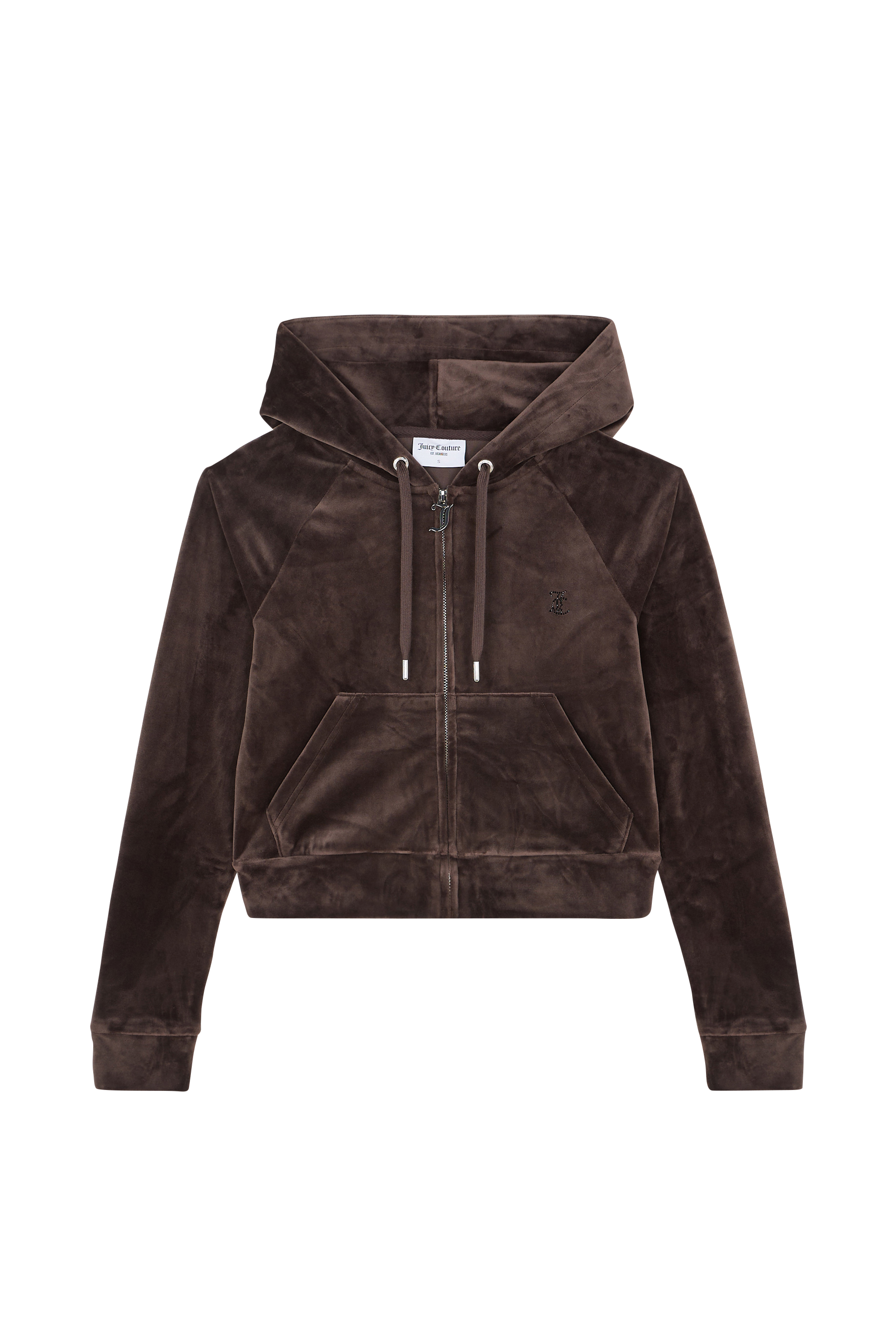 Regular-fit zip-up cotton-blend hoodie with Pony Player Madison Outline Hoodie With Diamante Bra Java