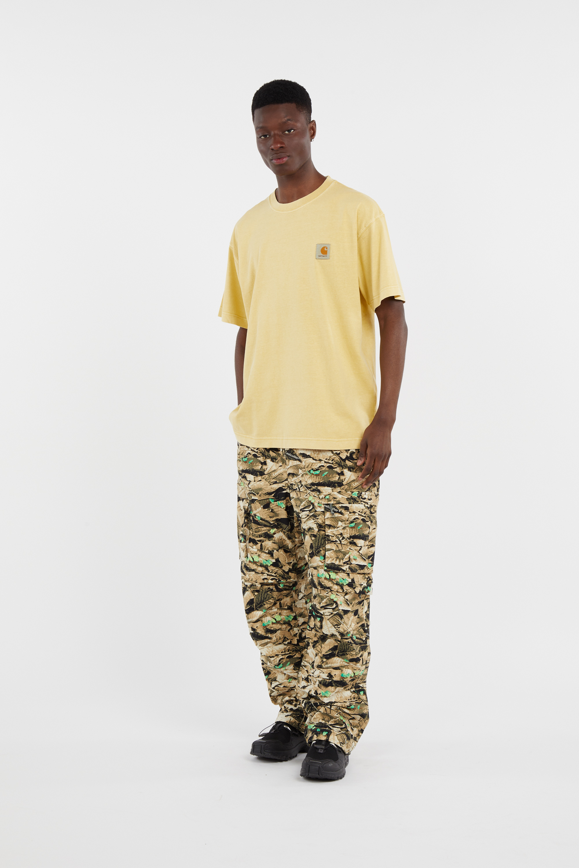 Regular-fit round-neck cotton T-shirt Yellow