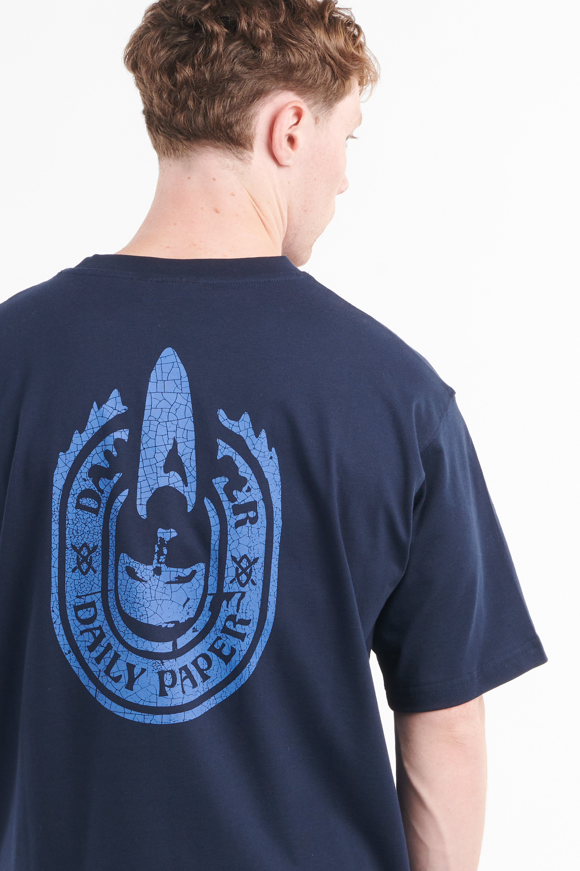 Regular-fit round-neck cotton T-shirt Blue