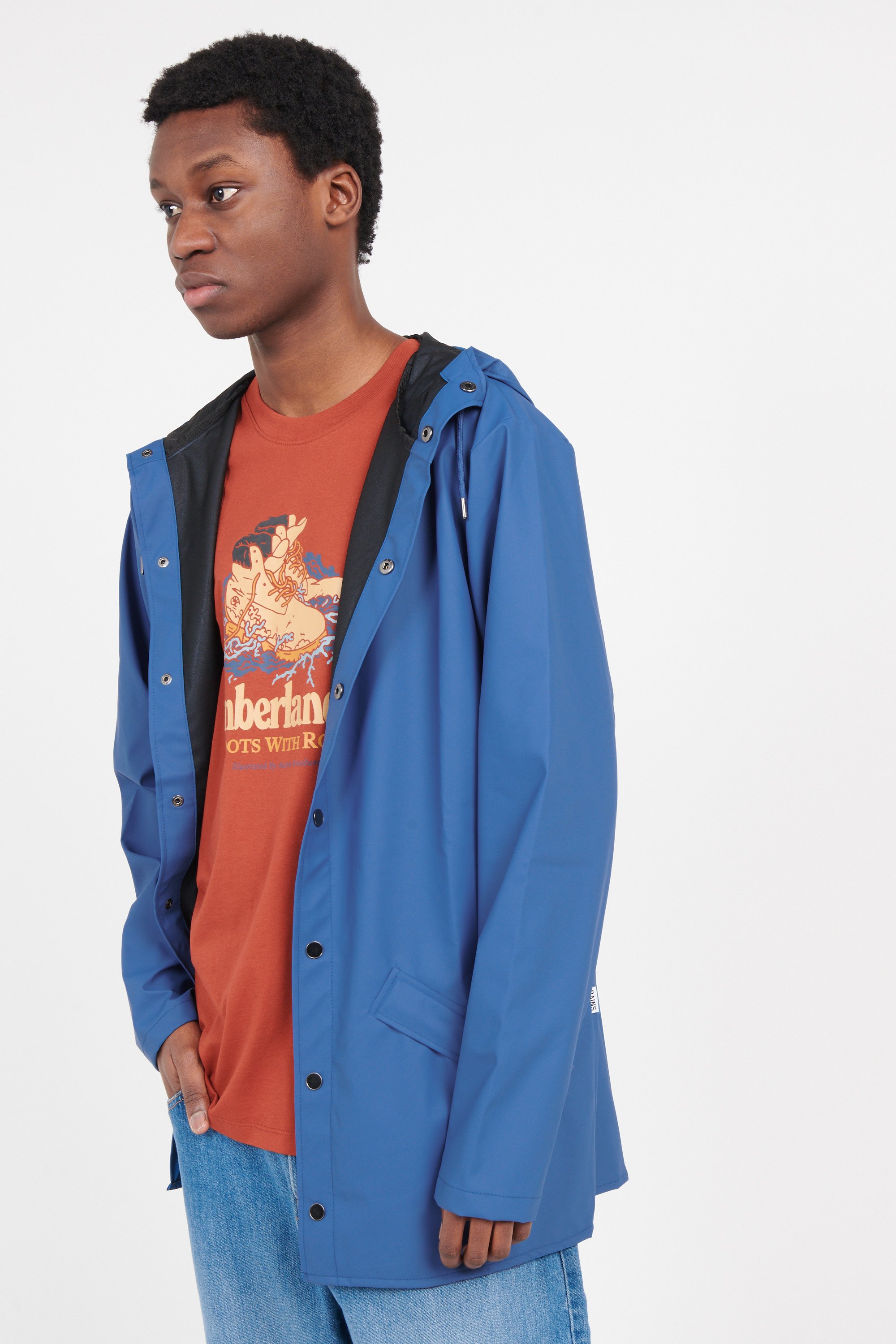 Coupe-vent imperméable à capuche | Bleu RAINS Homme