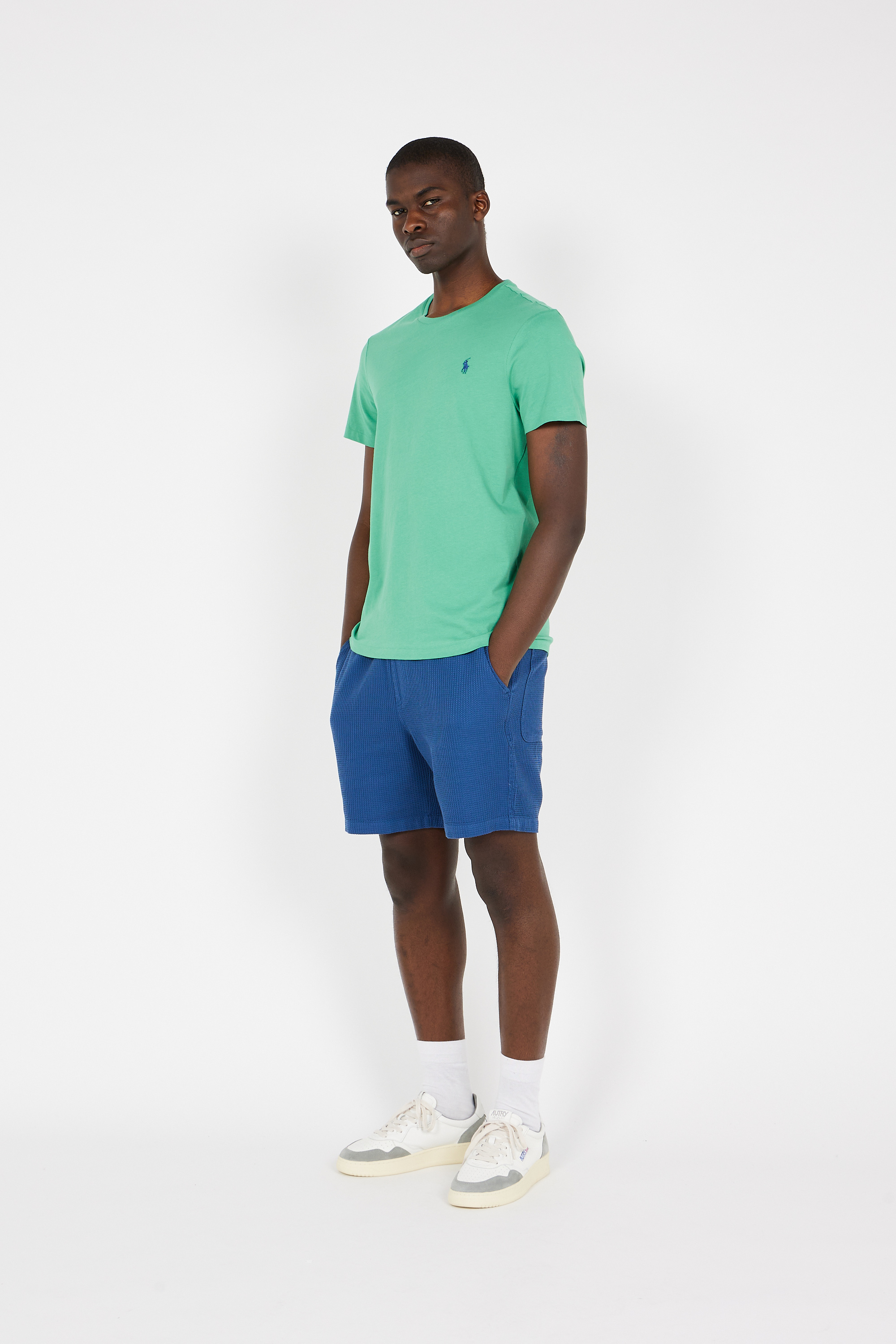 Regular-fit round-neck cotton T-shirt Green