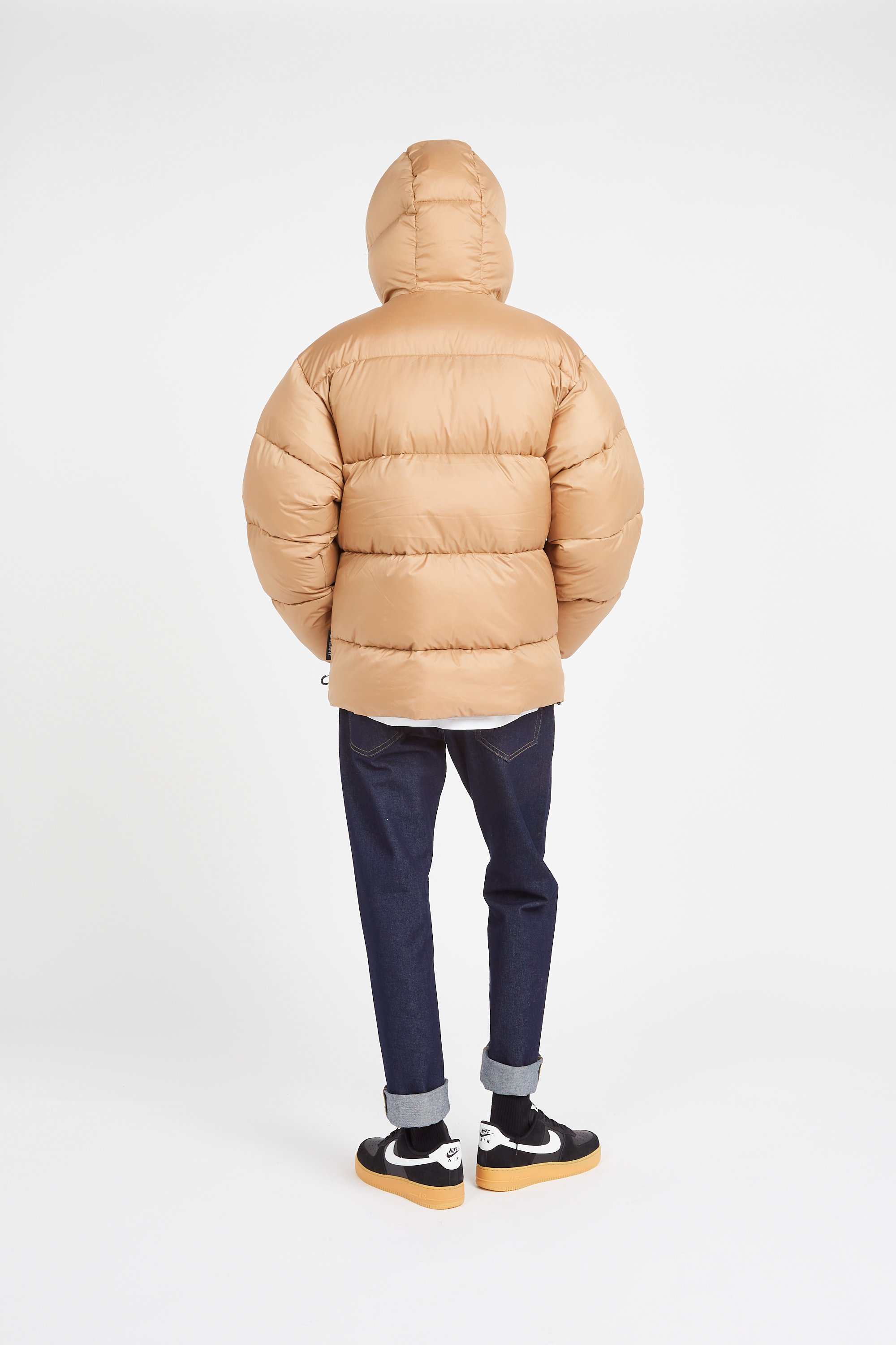 Lightweight quilted padded jacket with high neck Beige