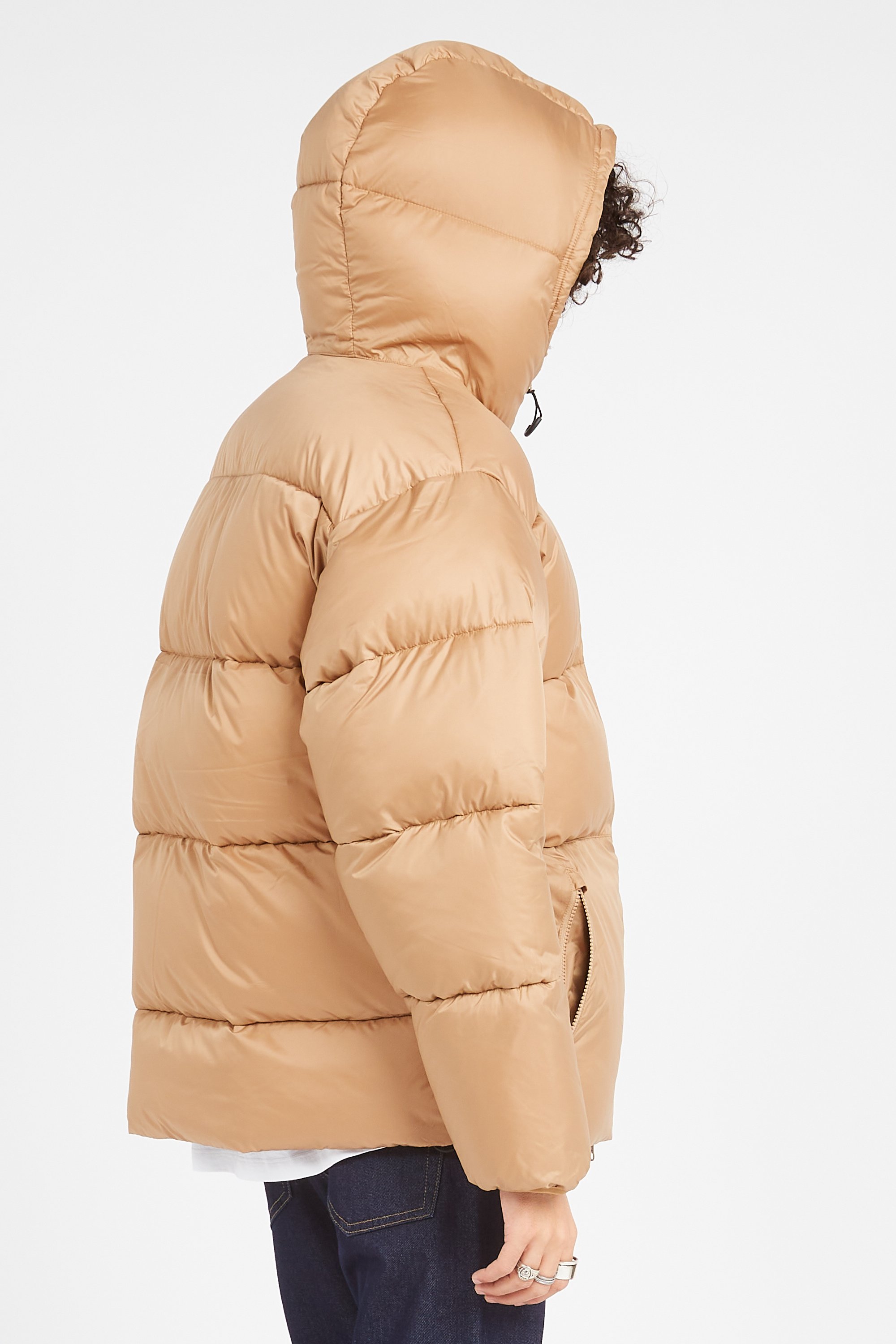 Lightweight quilted padded jacket with high neck Beige