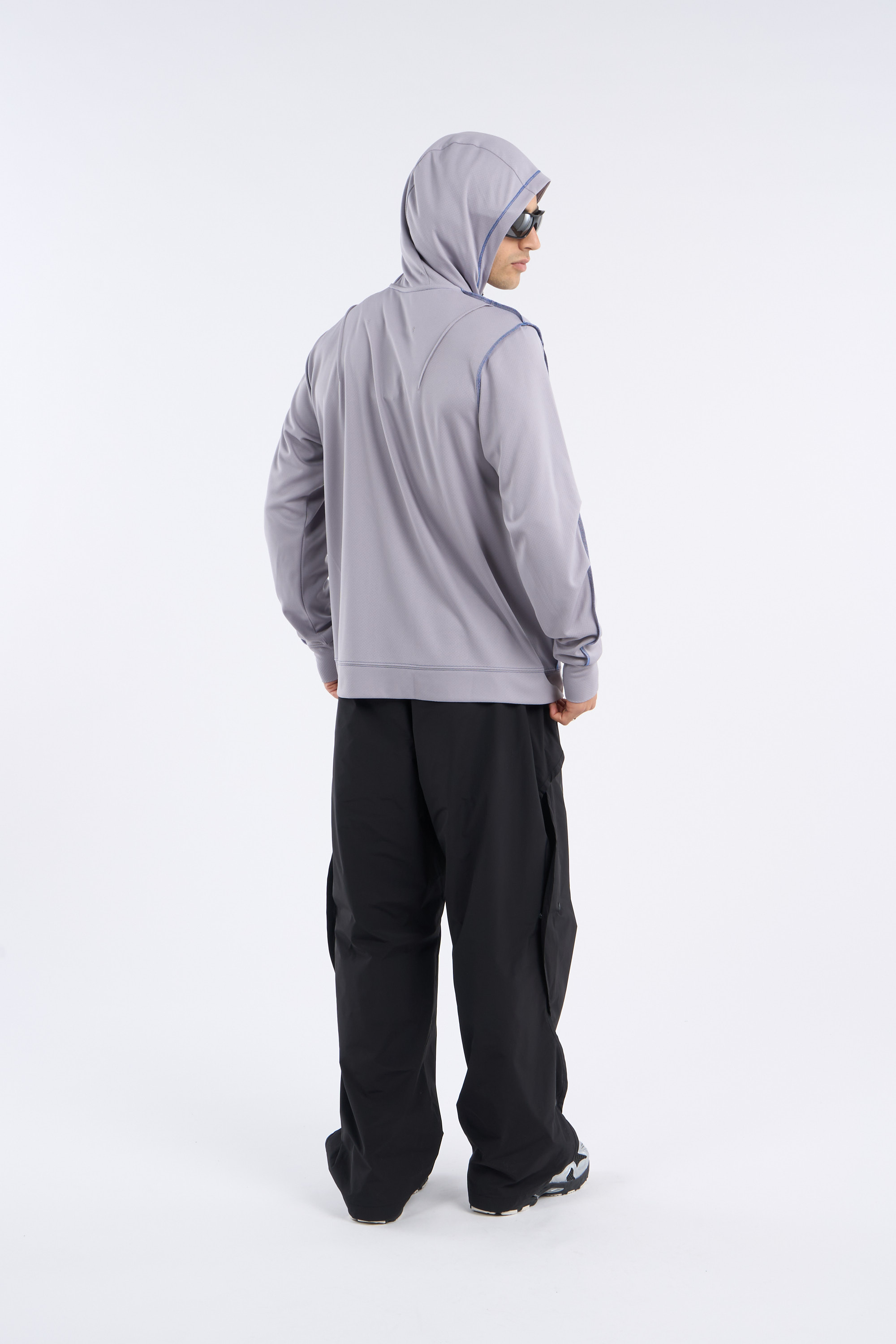 Regular-fit zip-up cotton-blend hoodie with Pony Player Grey