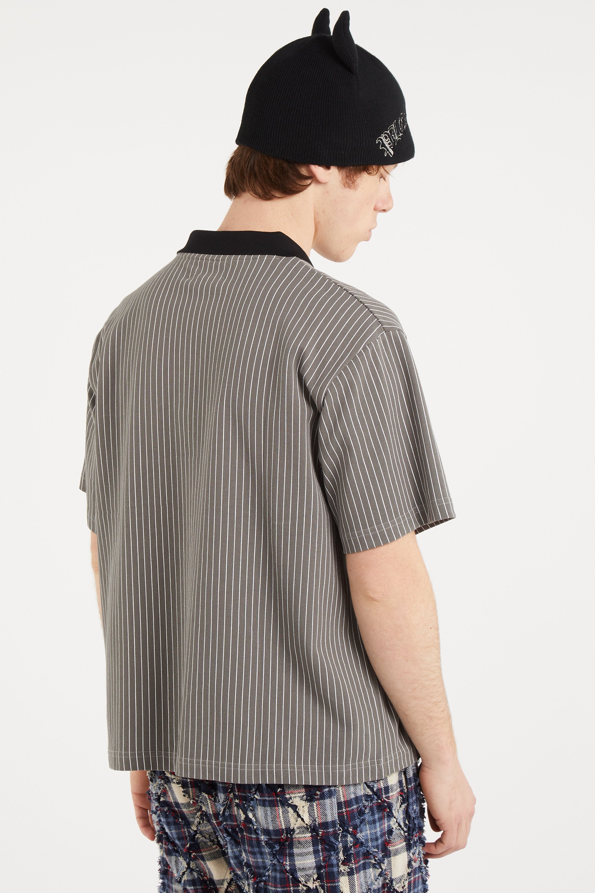 T-shirt ample rayé à sérigraphie Noir