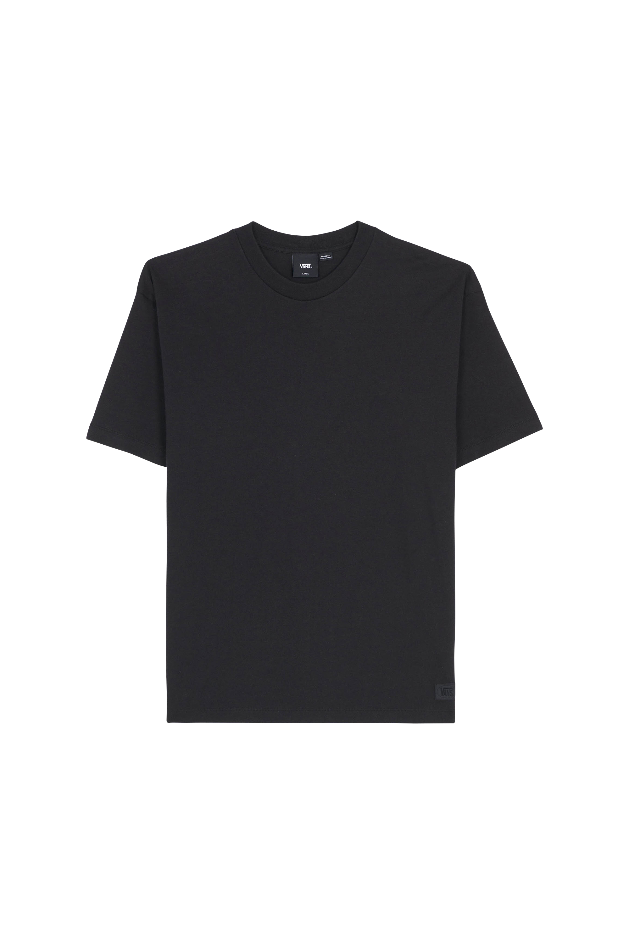 Regular-fit round-neck cotton T-shirt Black