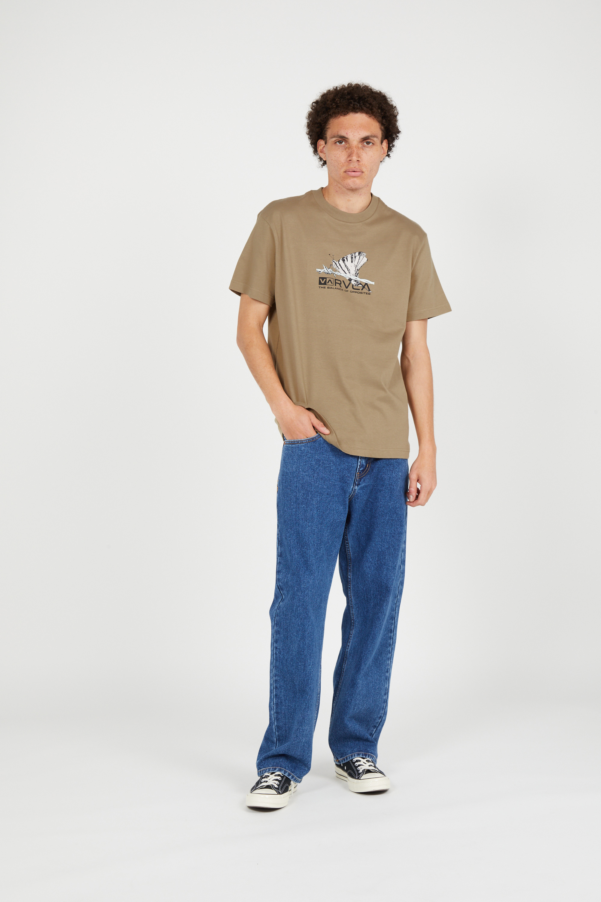 Regular-fit round-neck cotton T-shirt Brown