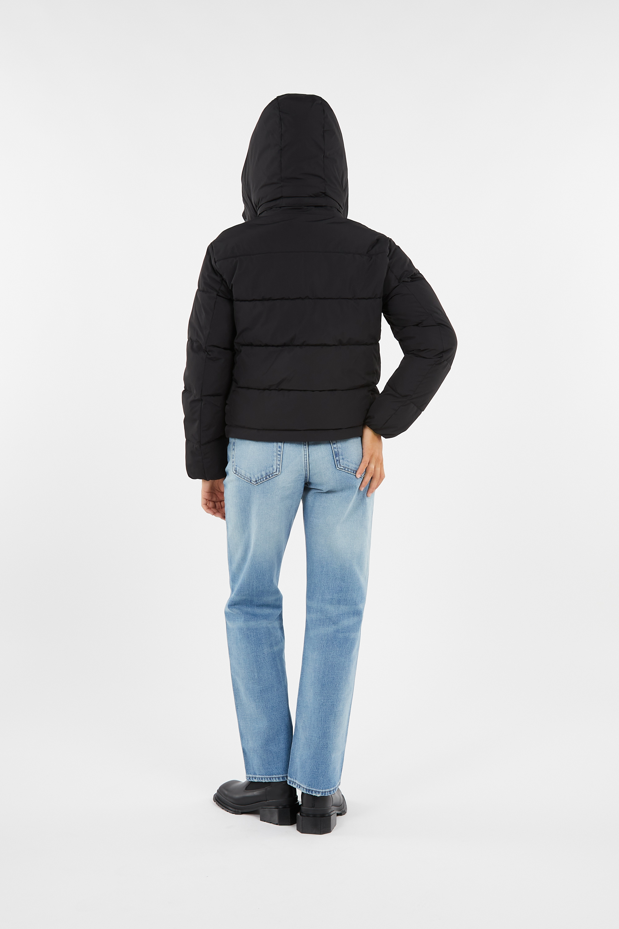 Lightweight quilted padded jacket with high neck Black