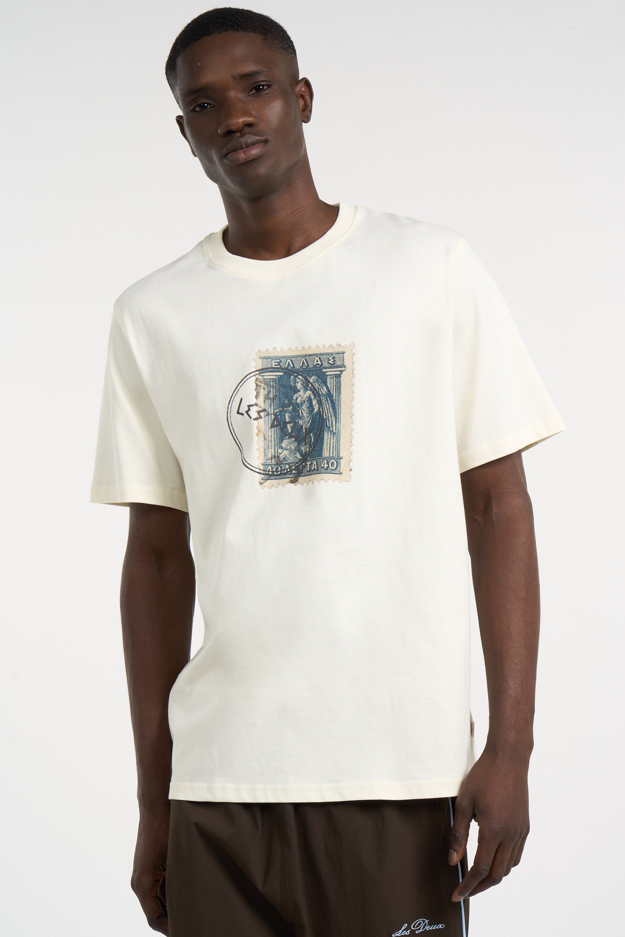 Regular-fit round-neck cotton T-shirt | White LES DEUX Men