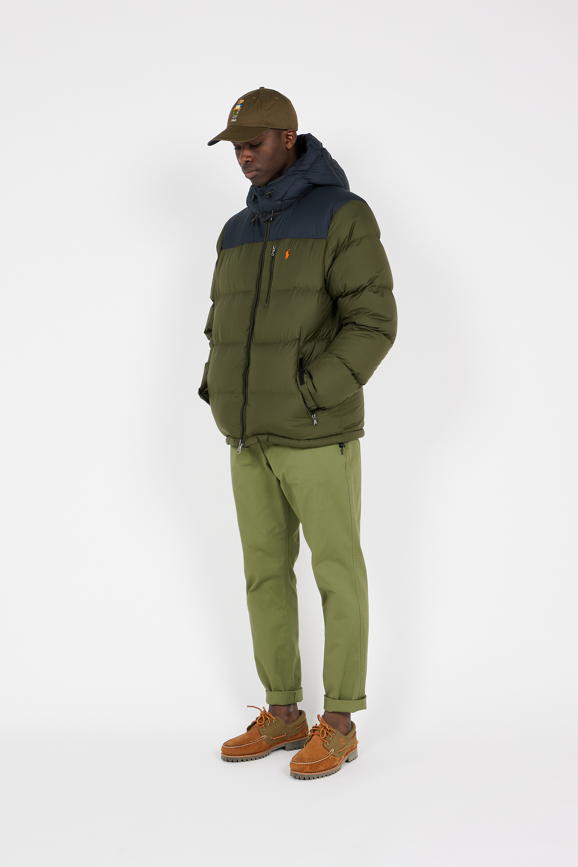 Lightweight quilted padded jacket with high neck Khaki