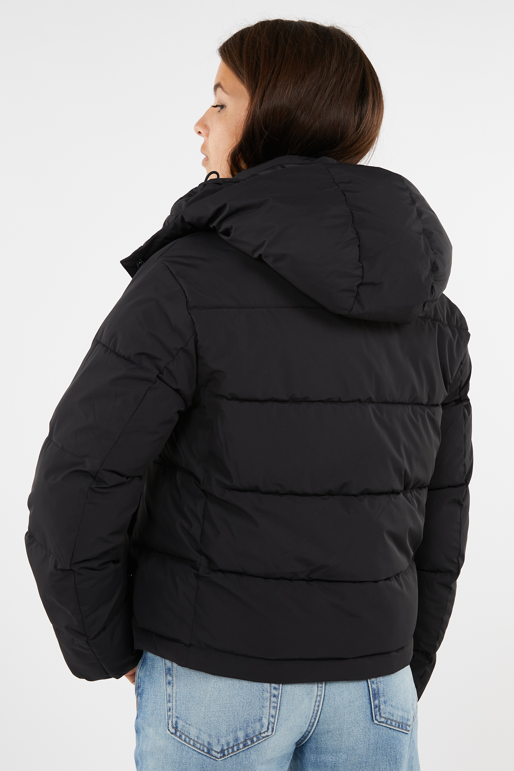 Lightweight quilted padded jacket with high neck Black