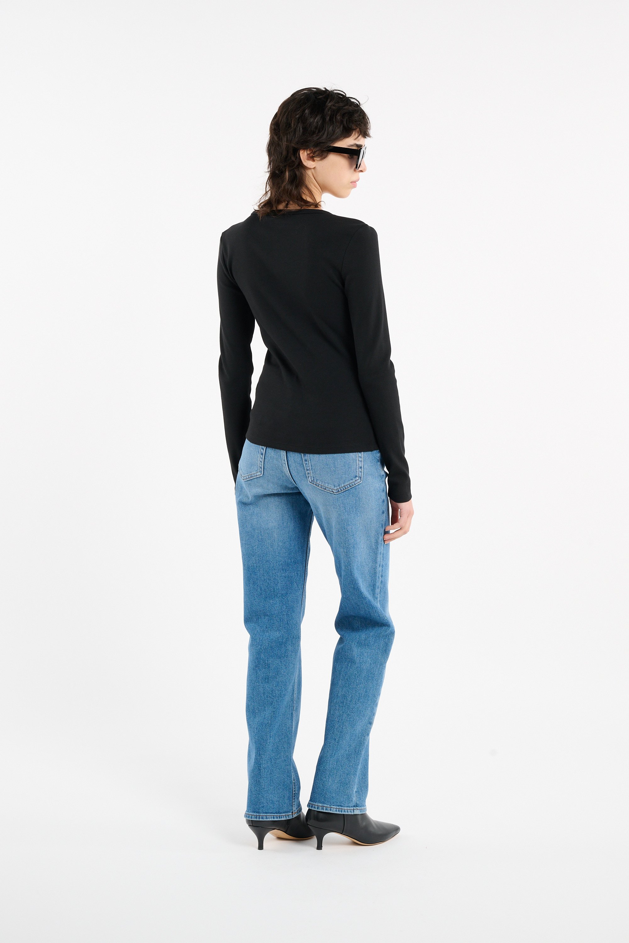 Regular-fit round-neck cotton T-shirt | Black CALVIN KLEIN Women