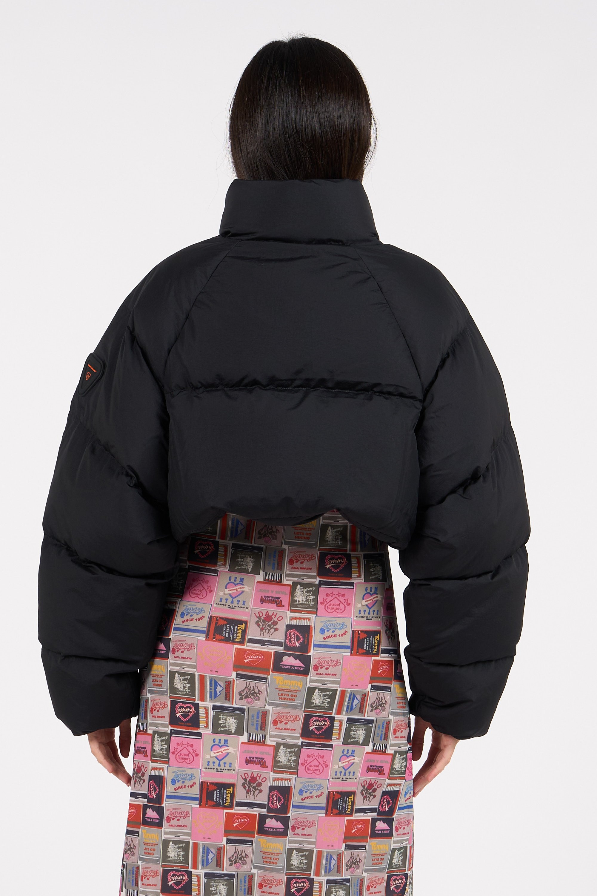 Lightweight quilted padded jacket with high neck Black