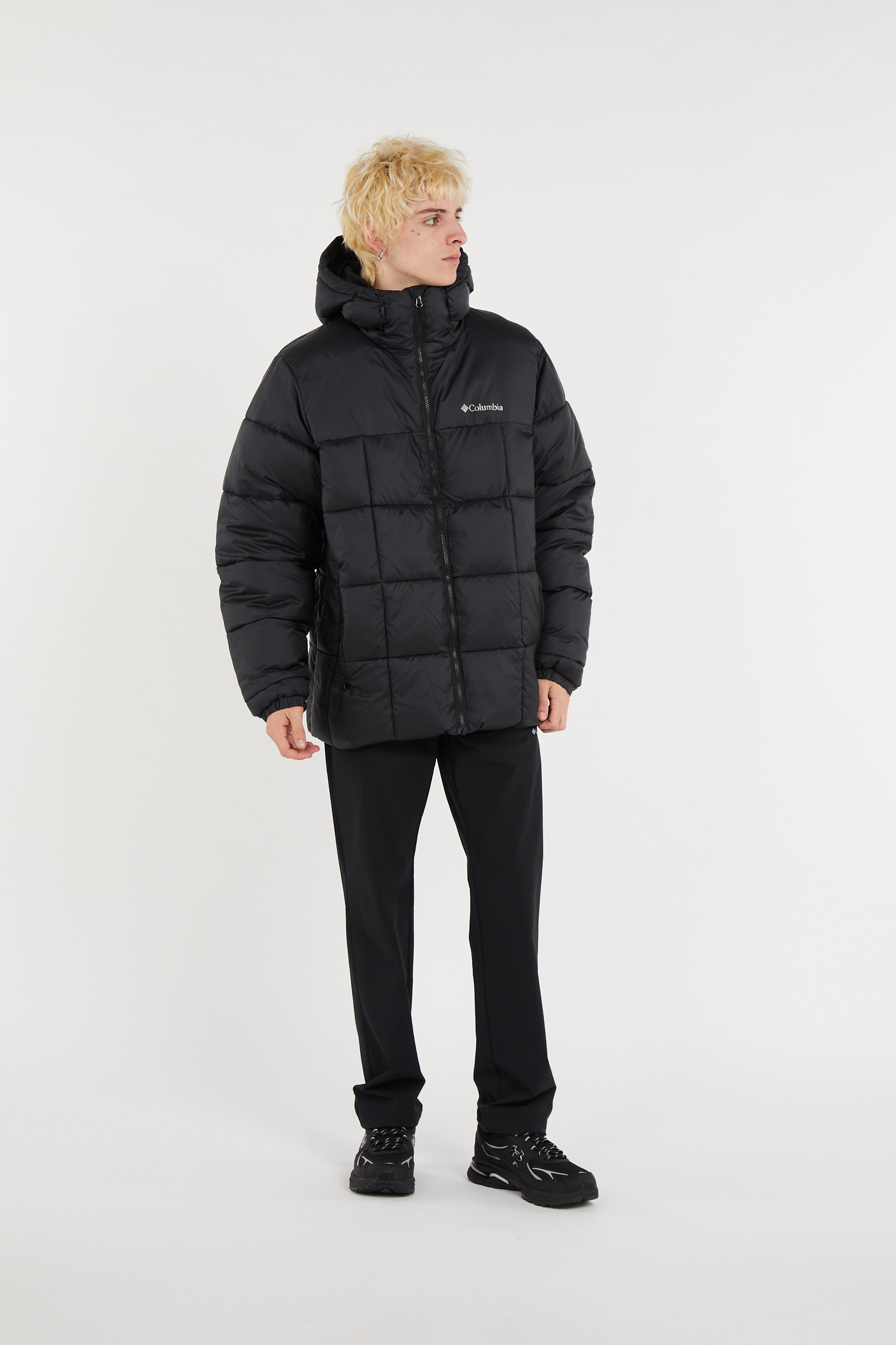 Zipped high-neck colorblock padded jacket with hood COLUMBIA Black