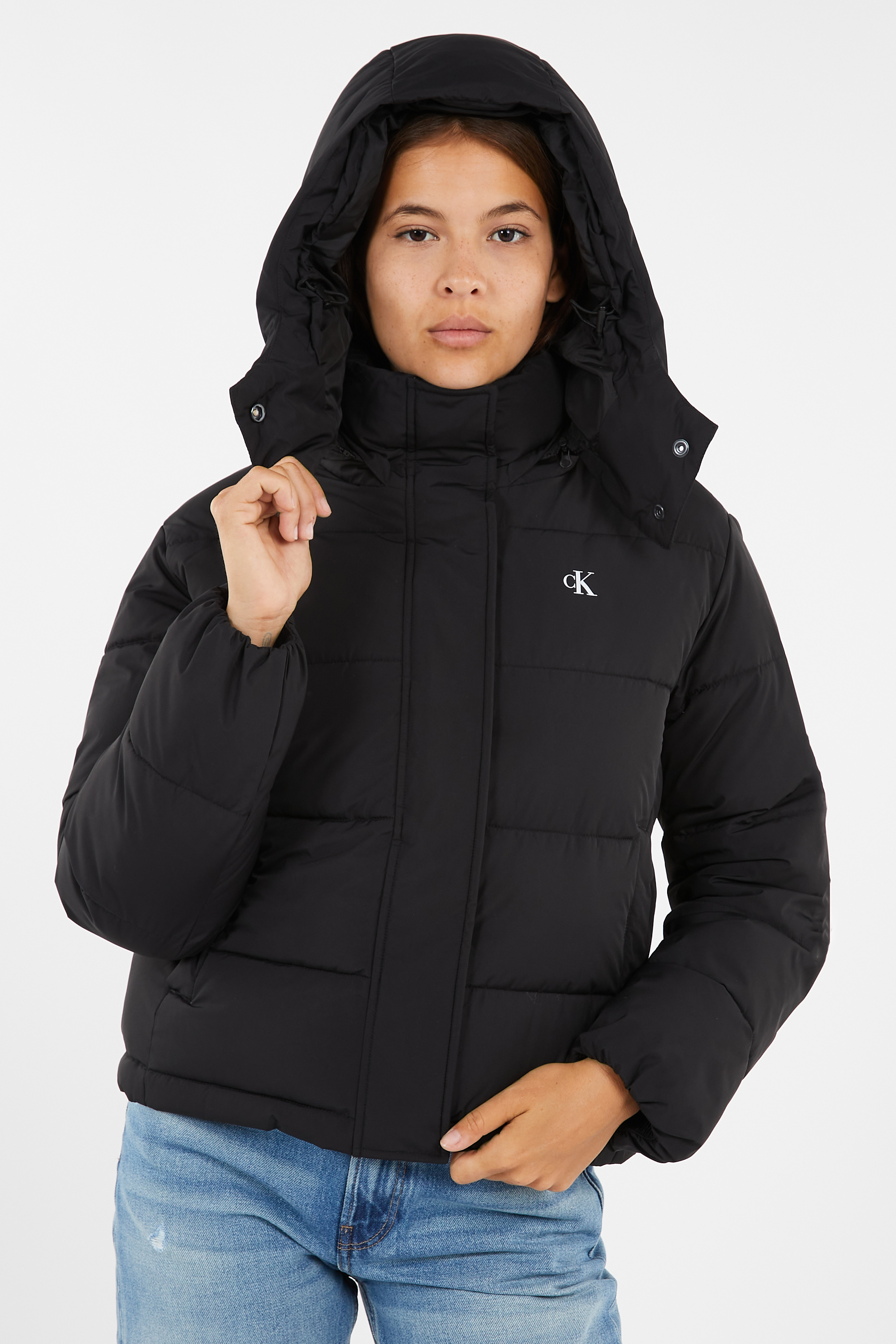 Lightweight quilted padded jacket with high neck Black