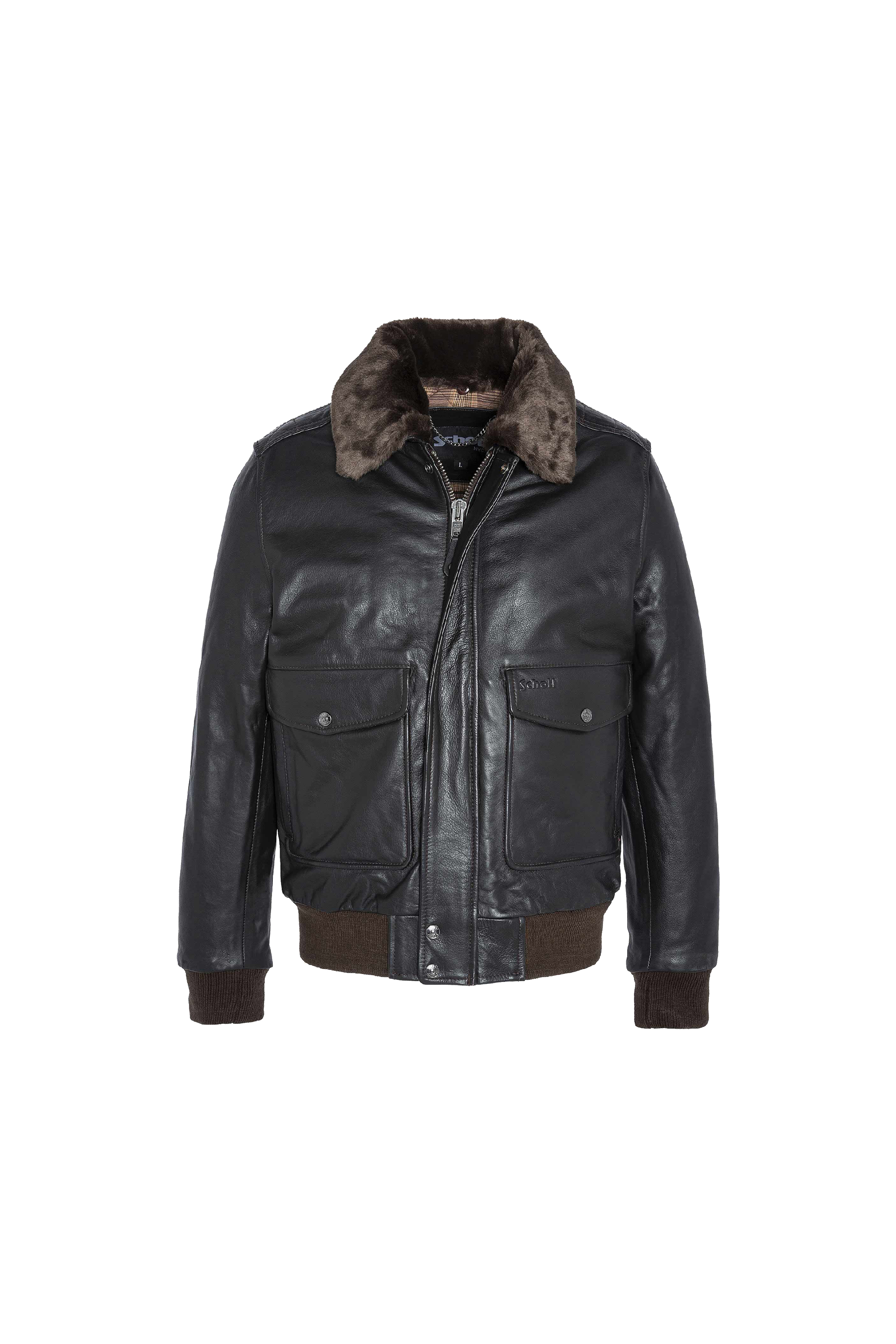 Blouson aviateur en cuir de vachette vintage Marron