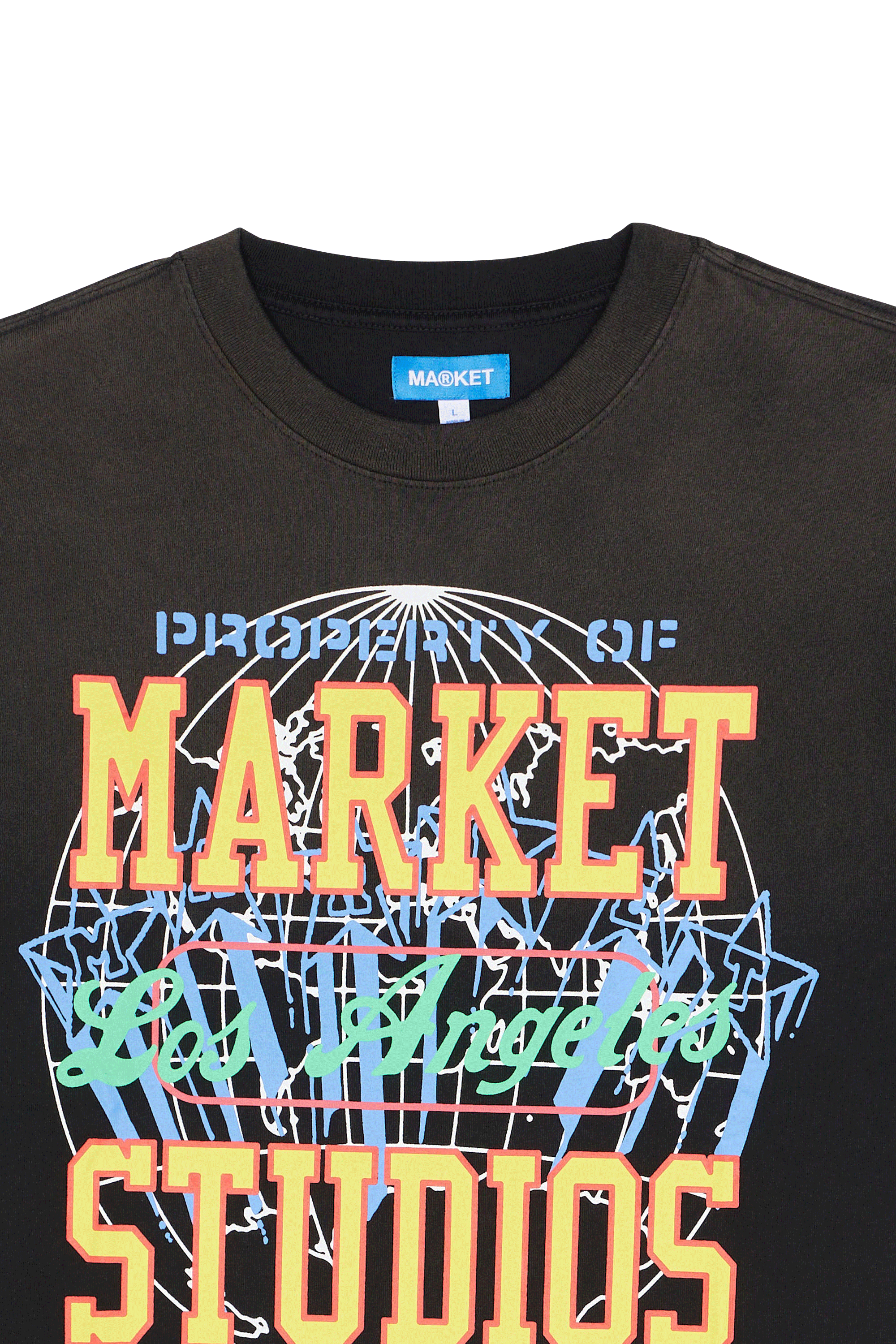 Regular-fit round-neck cotton T-shirt Black