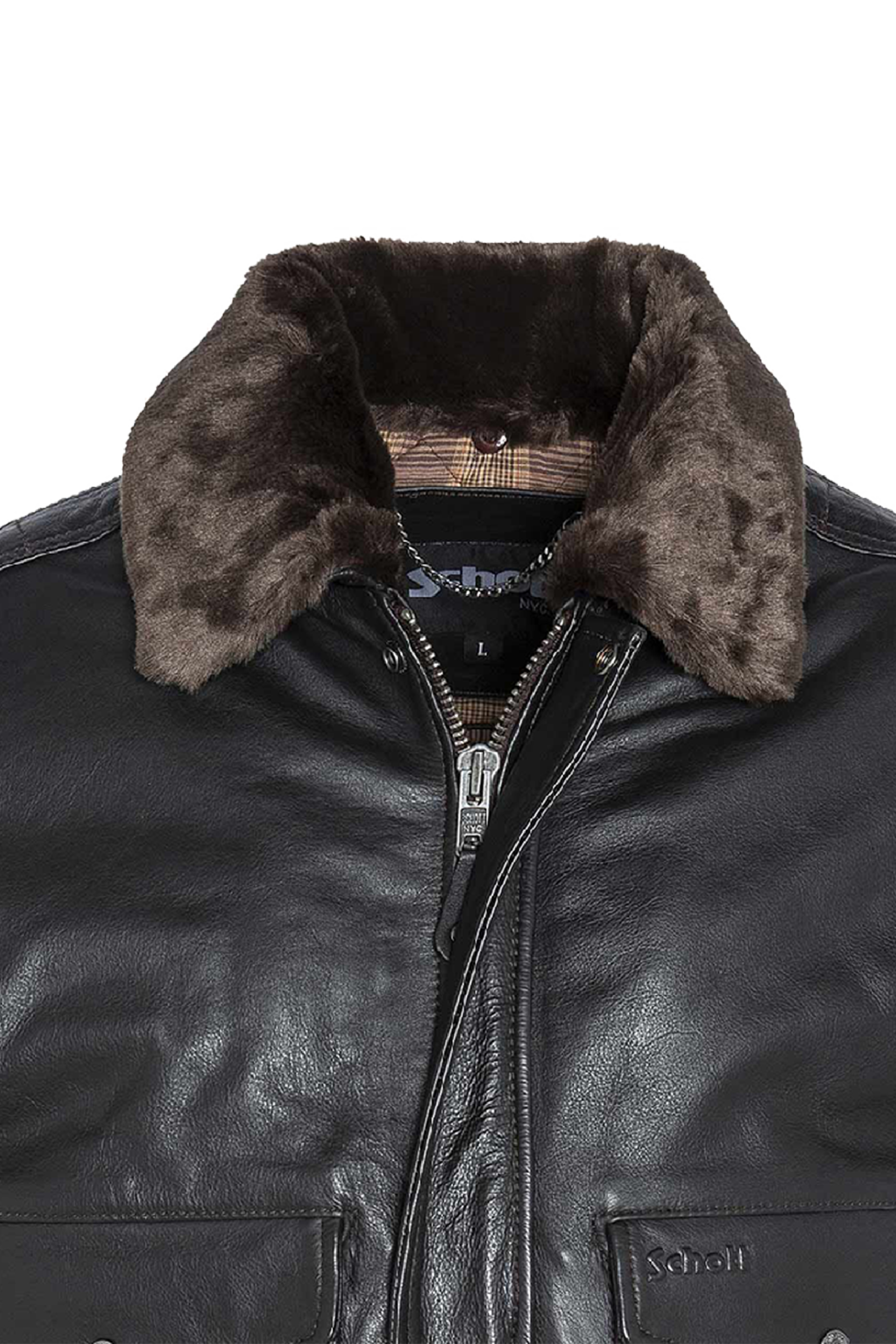 Blouson aviateur en cuir de vachette vintage Marron