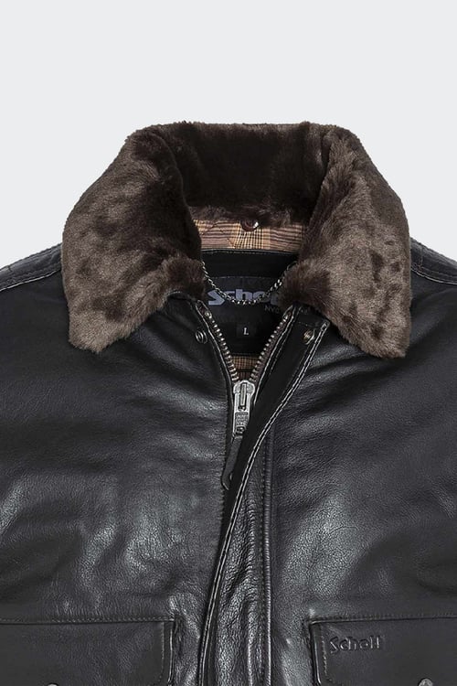 SCHOTT Vintage cowhide leather aviator jacket Brown