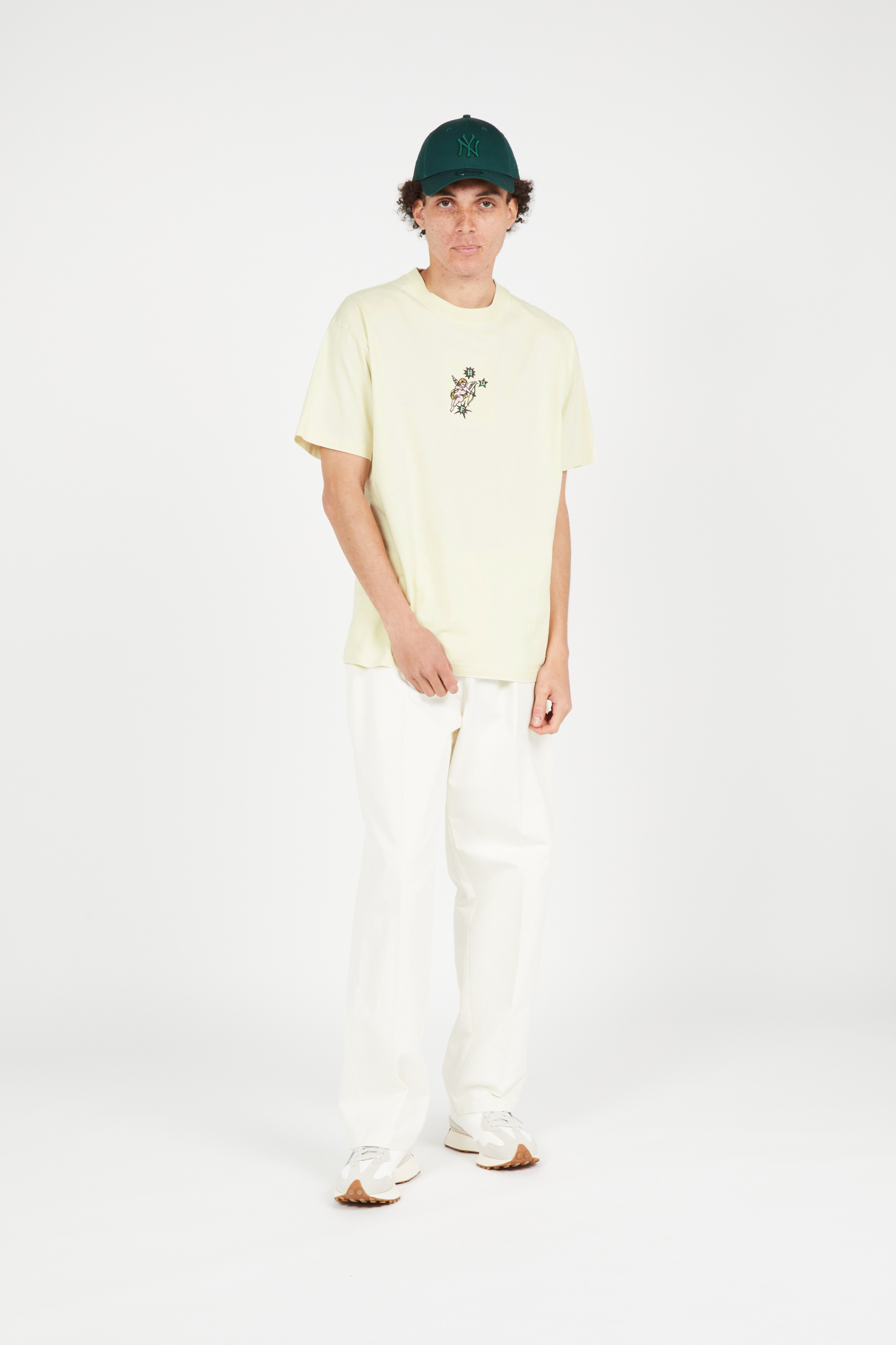 Regular-fit round-neck cotton T-shirt Beige