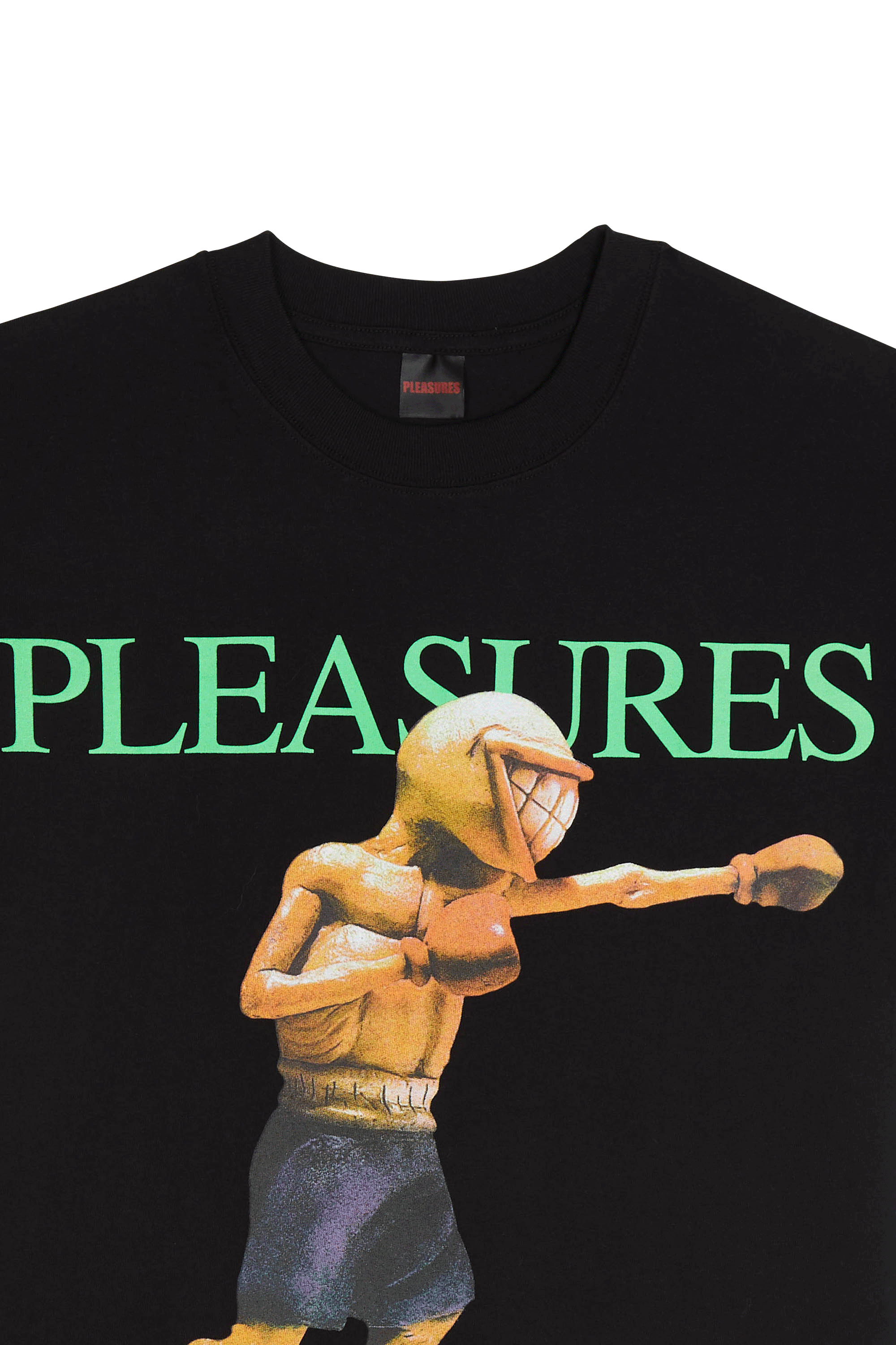 Regular-fit round-neck cotton T-shirt | Black PLEASURES Men