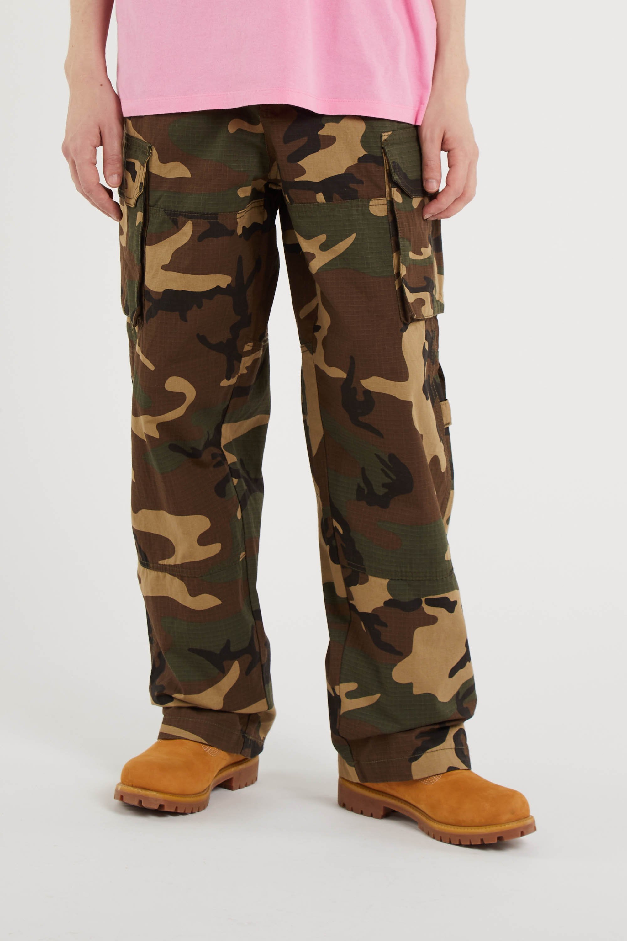 Pantalon large camouflage Vert