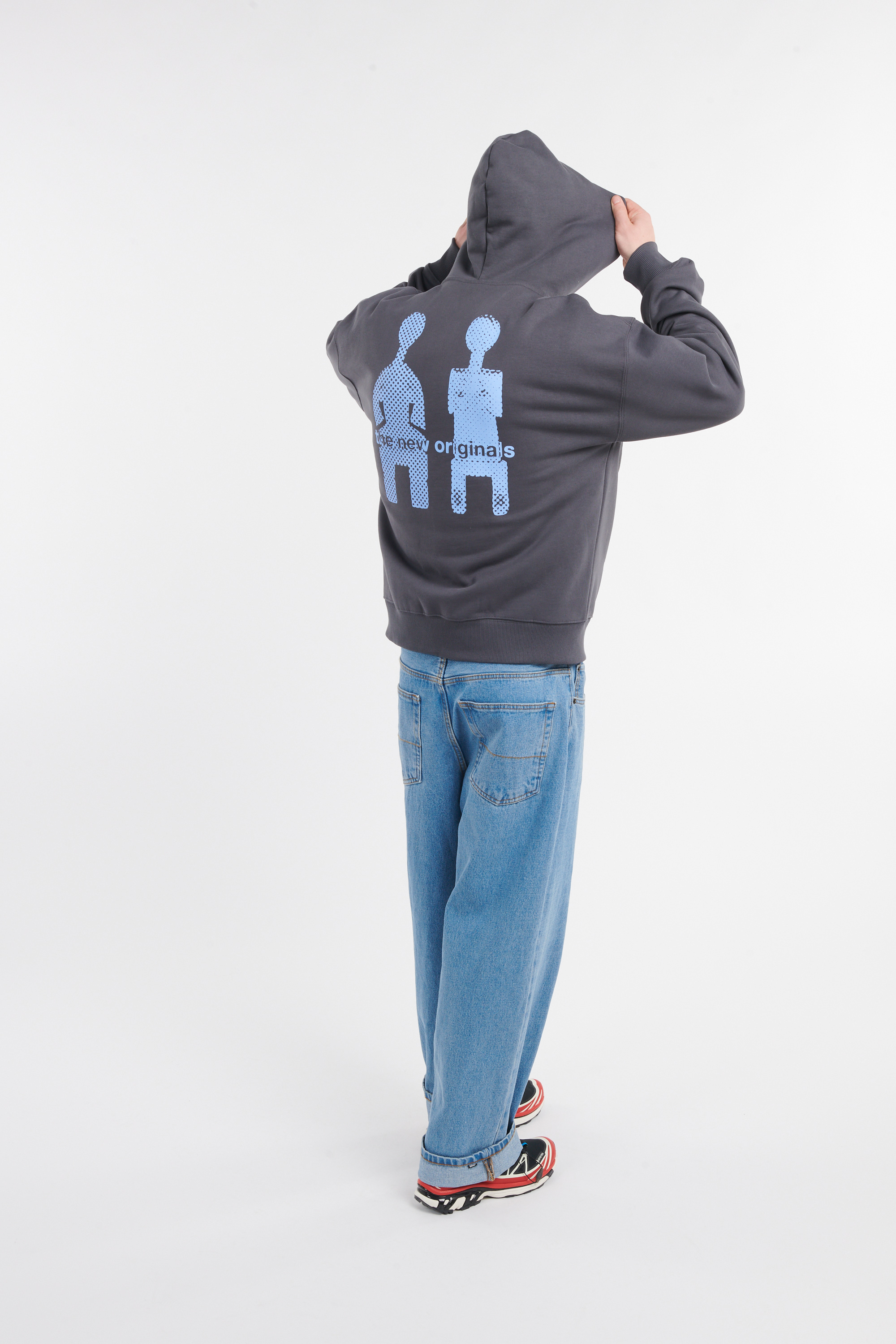 Regular-fit zip-up cotton-blend hoodie with Pony Player Black