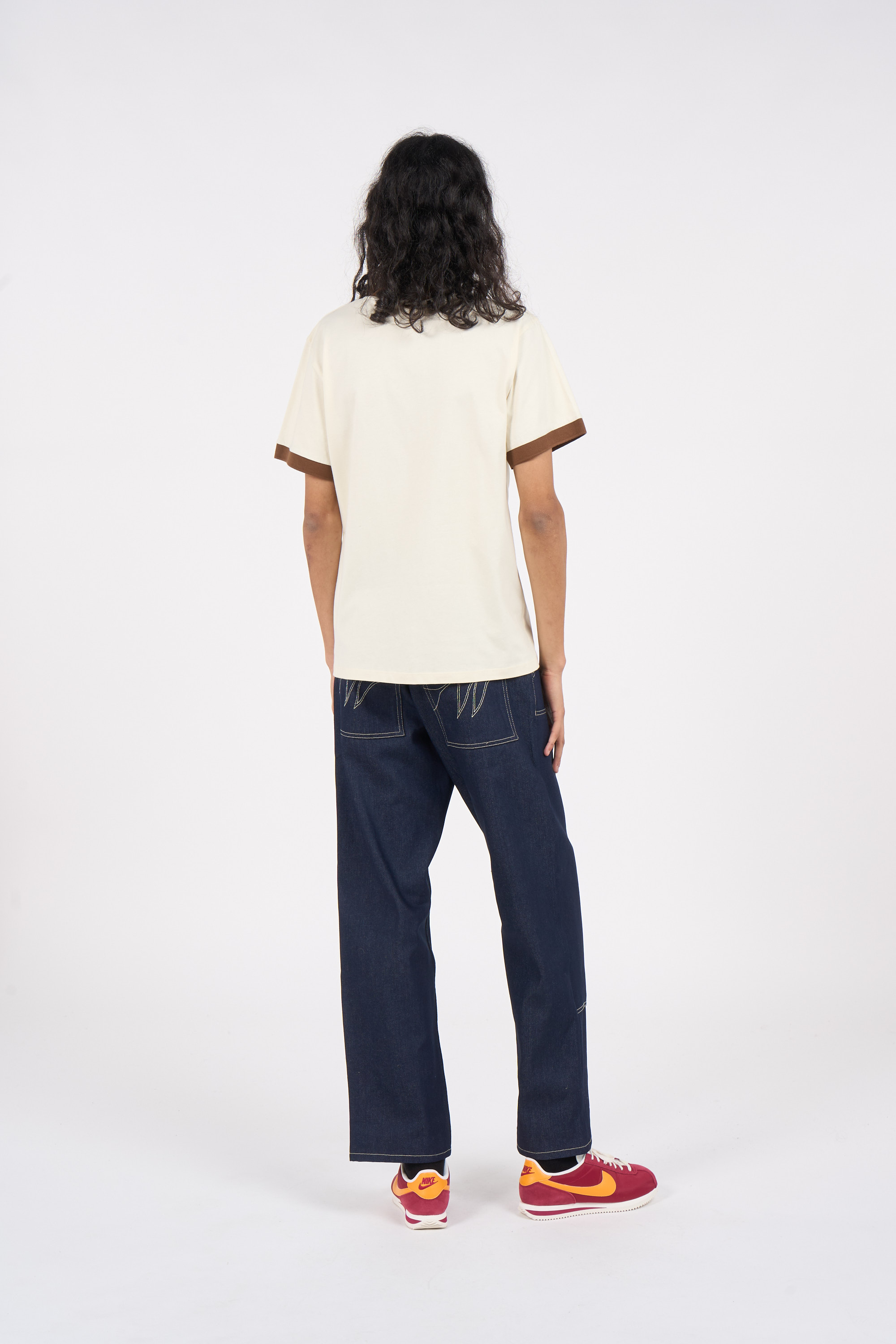 Regular-fit round-neck cotton T-shirt Beige