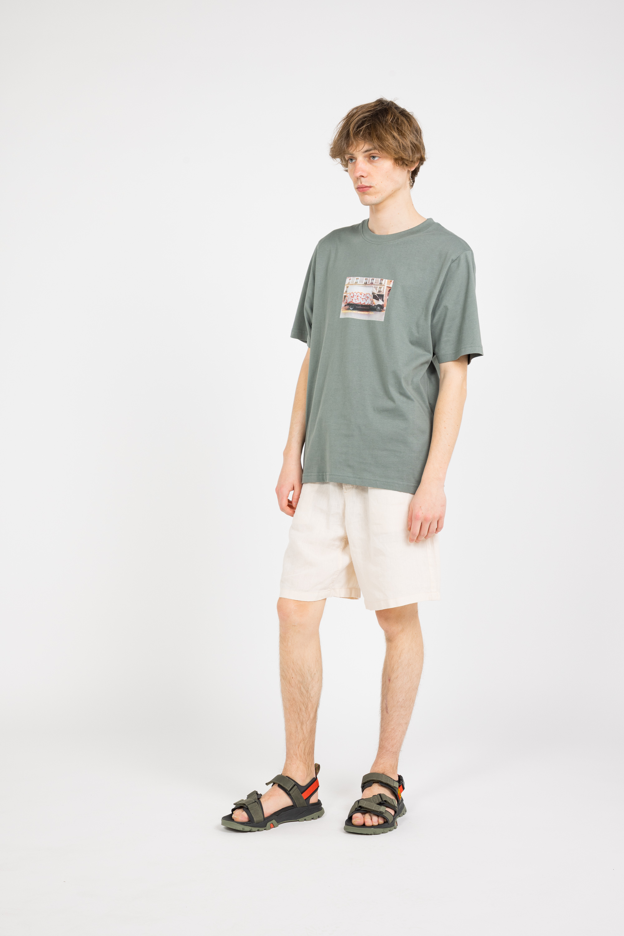 Regular-fit round-neck cotton T-shirt Green