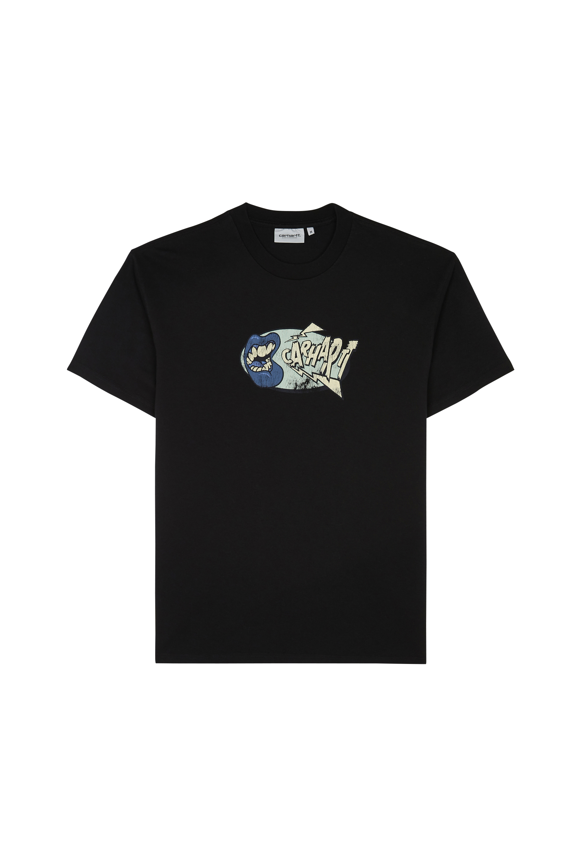Regular-fit round-neck cotton T-shirt Black