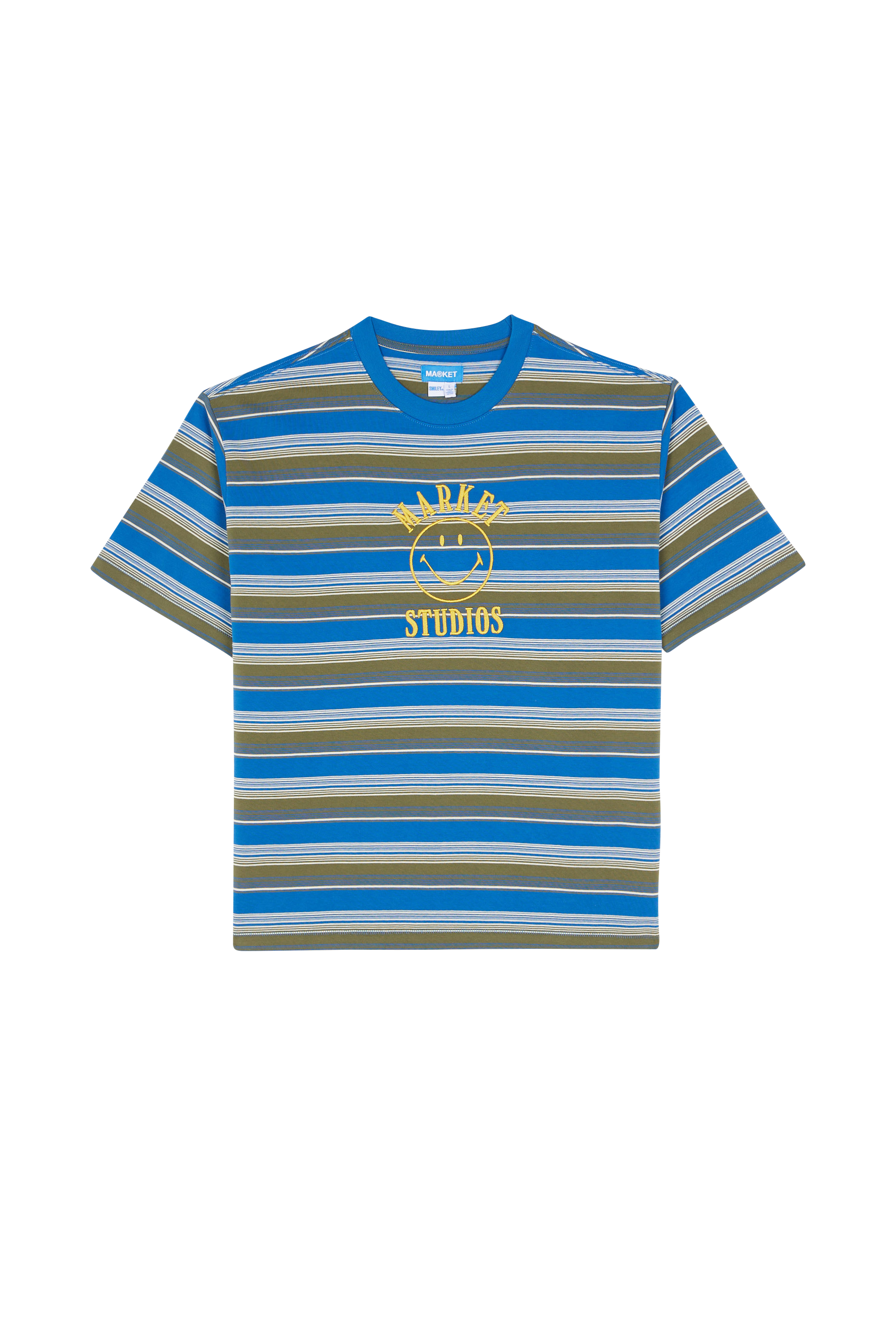 Regular-fit round-neck cotton T-shirt Blue