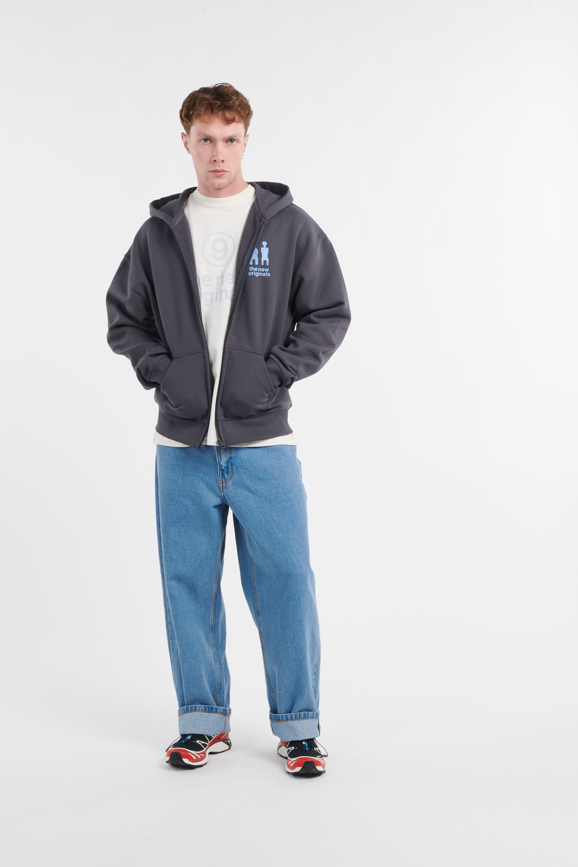 Regular-fit zip-up cotton-blend hoodie with Pony Player Black