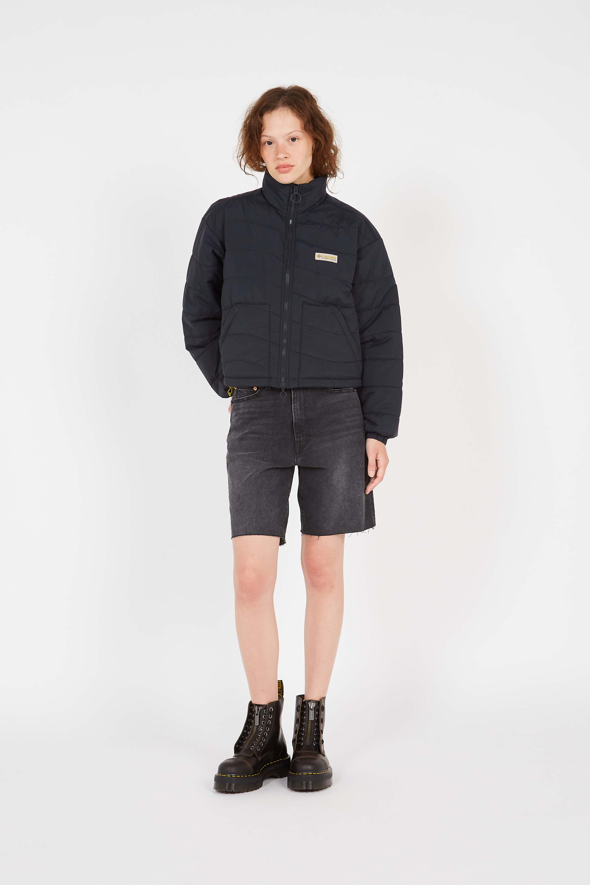 Lightweight quilted padded jacket with high neck Black