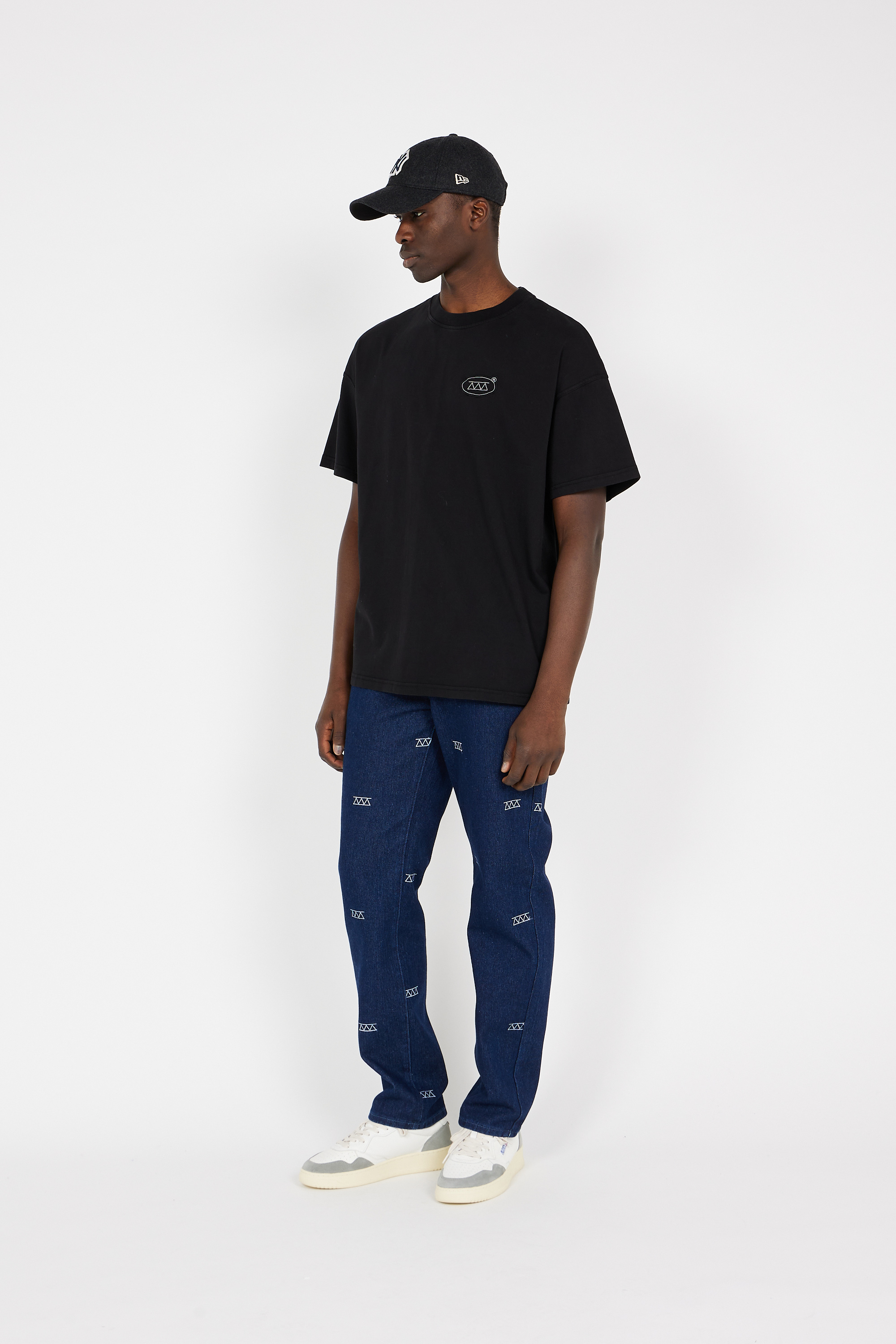 Regular-fit round-neck cotton T-shirt Black