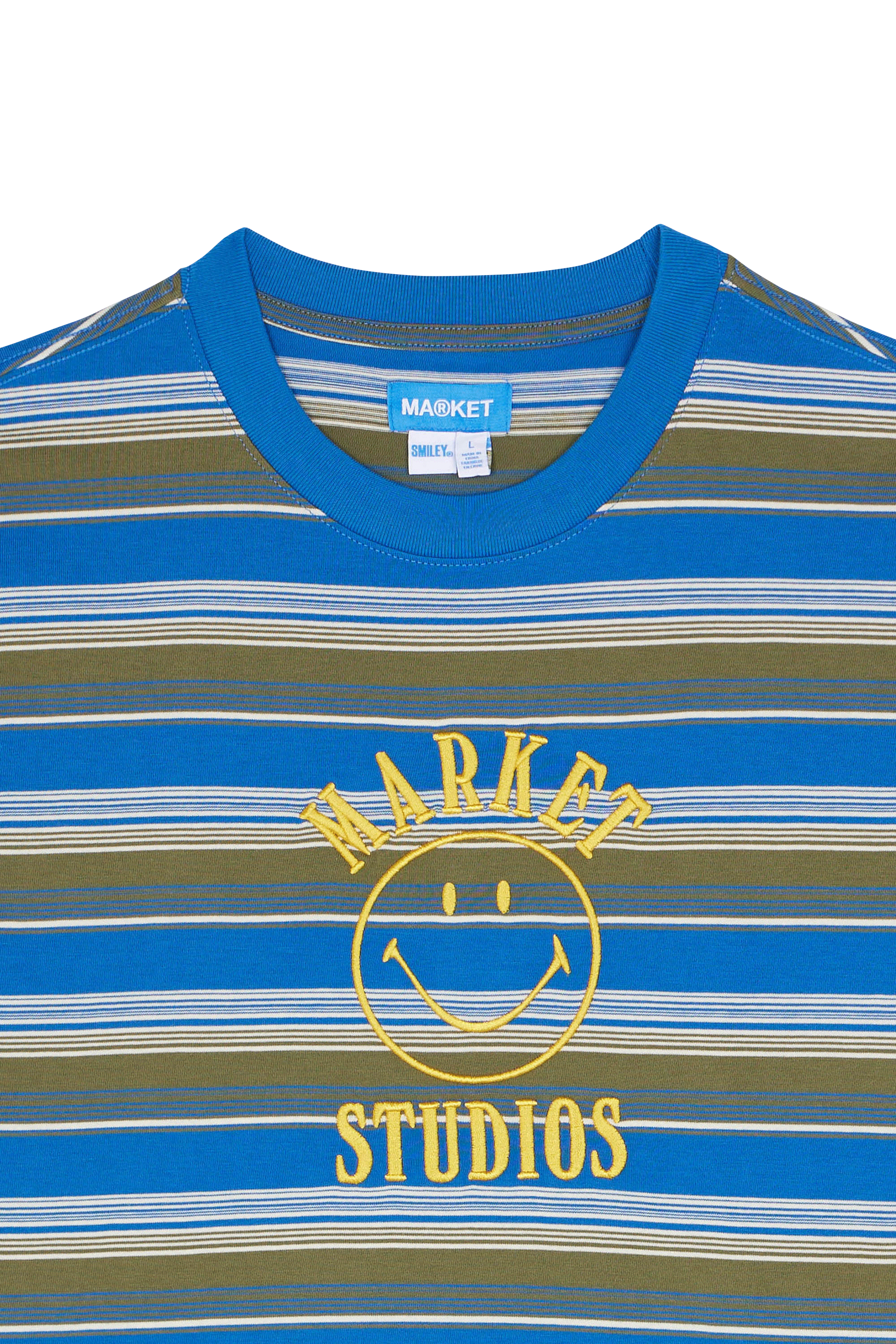 Regular-fit round-neck cotton T-shirt Blue
