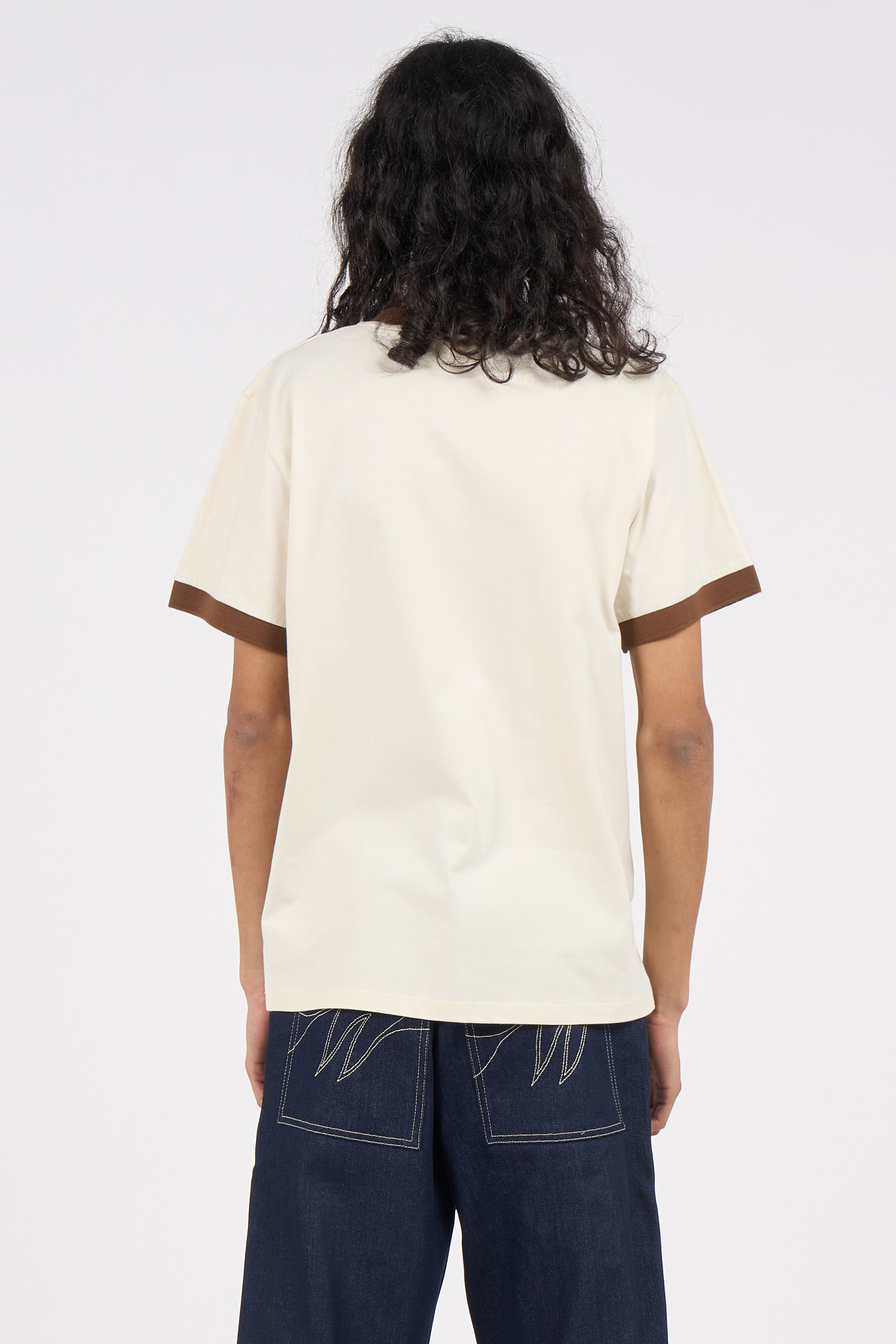 Regular-fit round-neck cotton T-shirt Beige