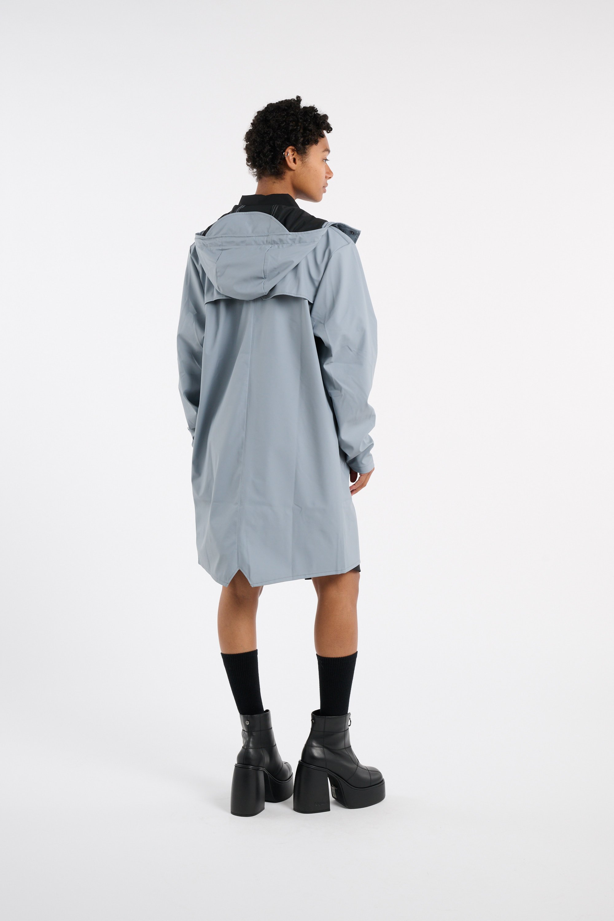 Coupe-vent imperméable long à capuche Bleu