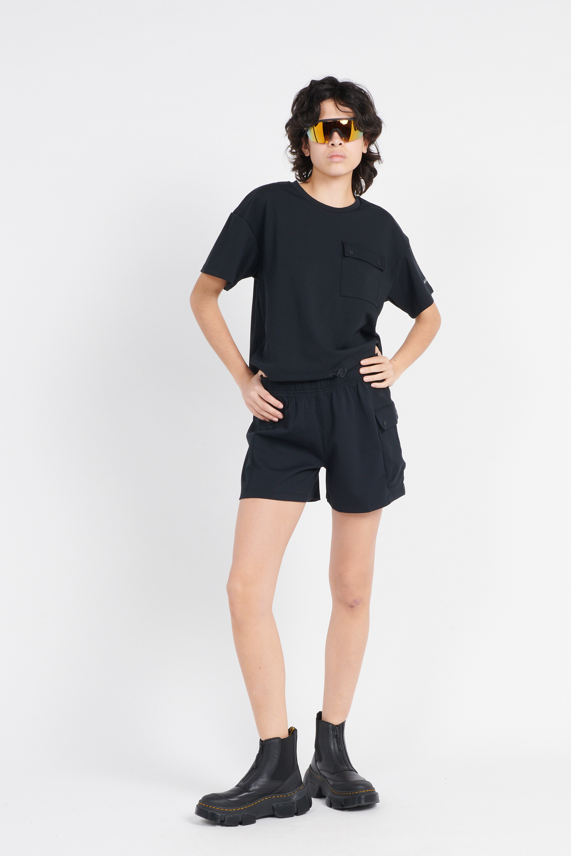 Regular-fit round-neck cotton T-shirt Black