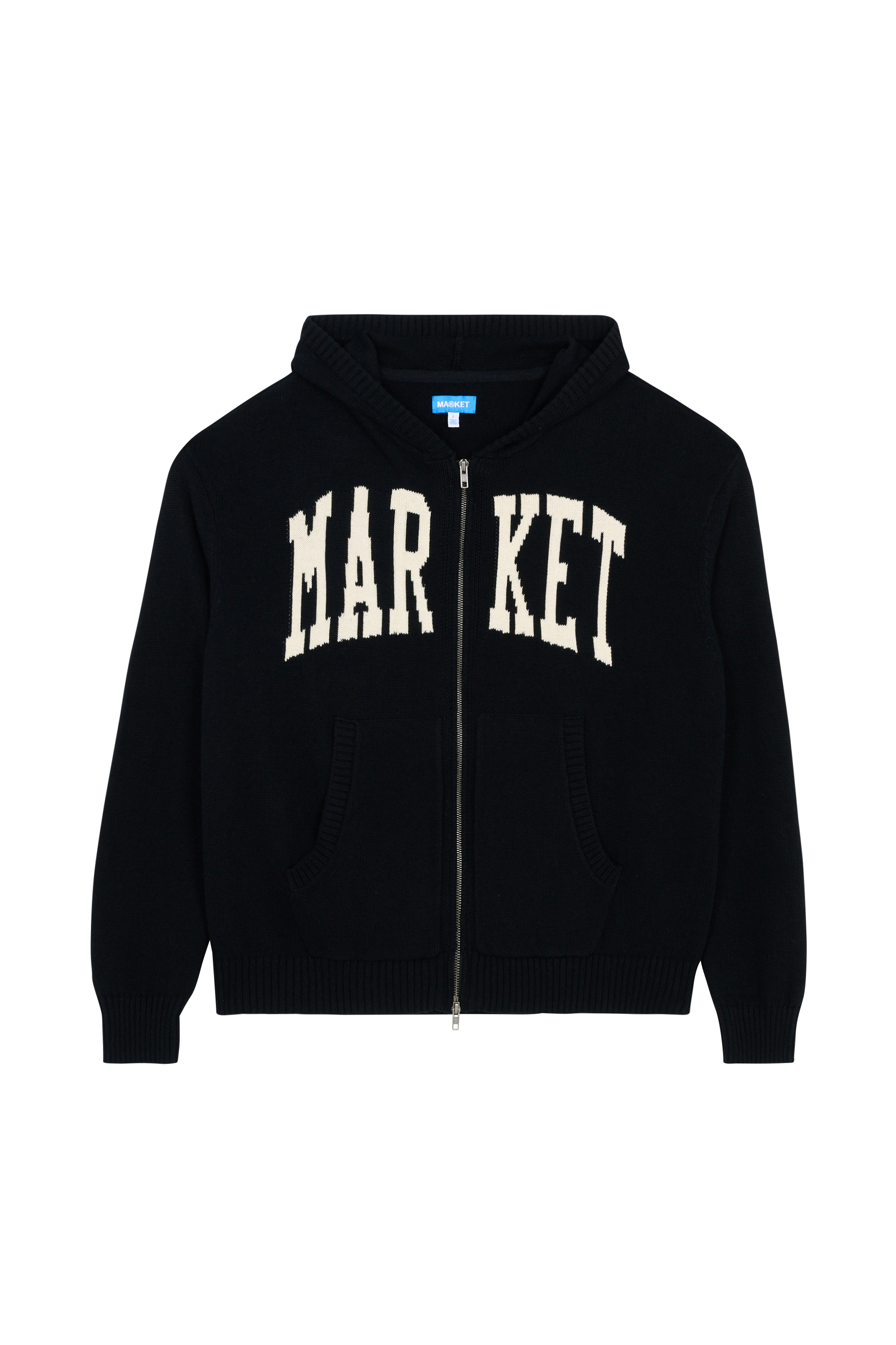 Regular-fit zip-up cotton-blend hoodie with Pony Player Black