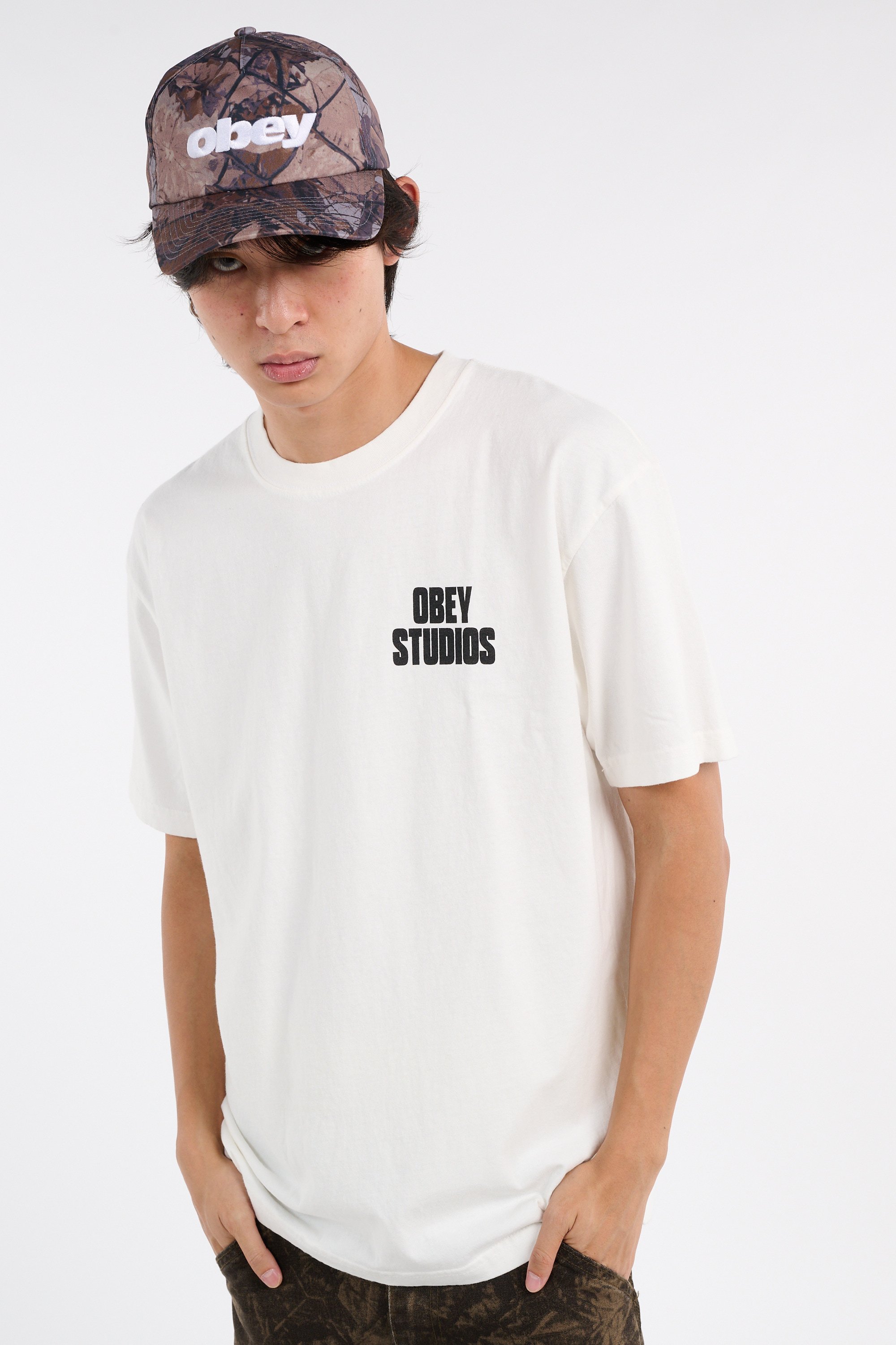 Regular-fit round-neck cotton T-shirt | White OBEY Men
