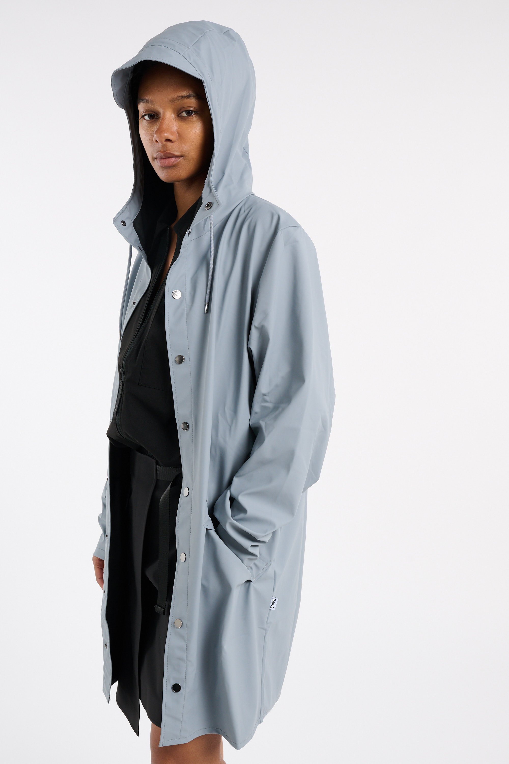 Coupe-vent imperméable long à capuche Bleu