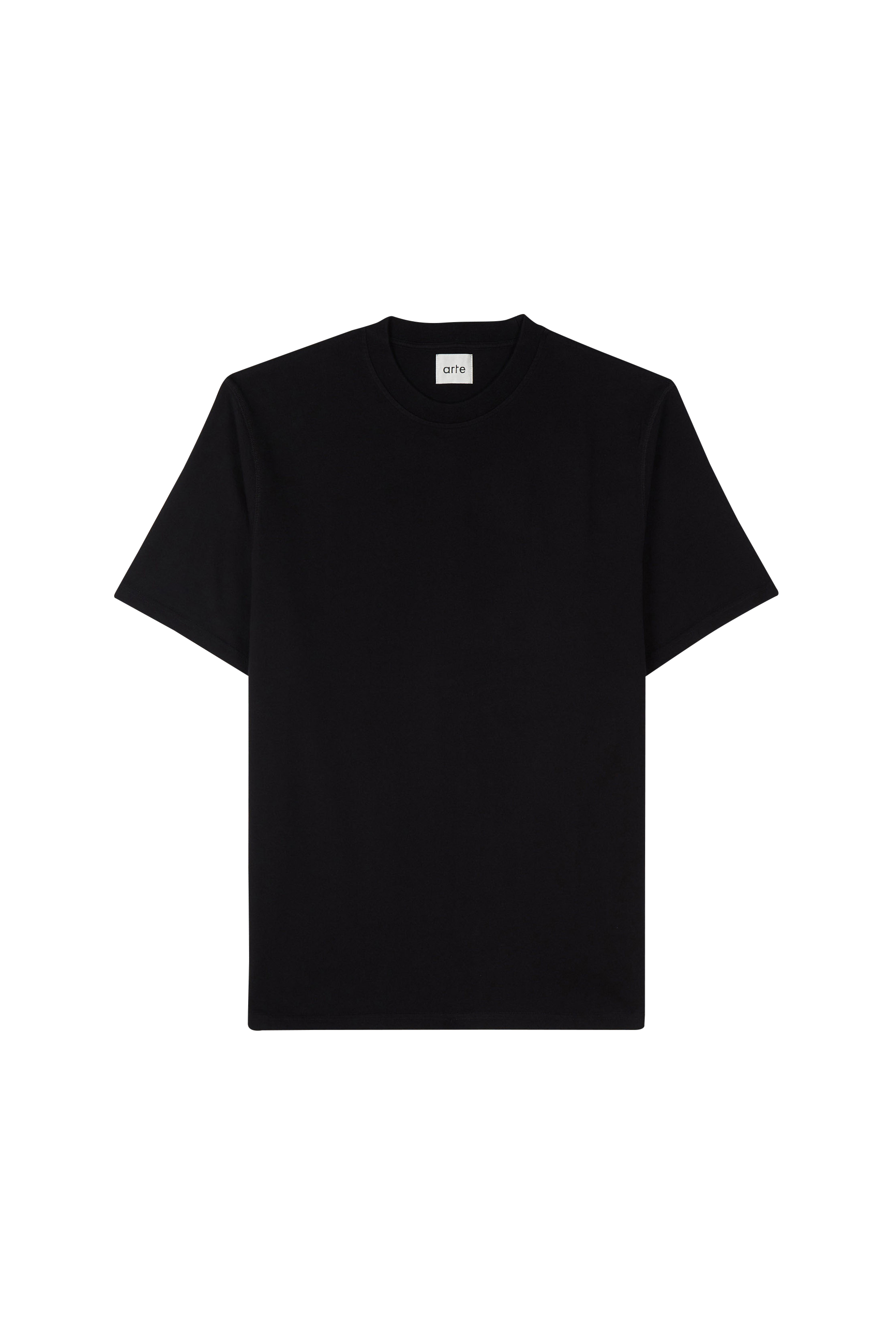 Regular-fit round-neck cotton T-shirt Black