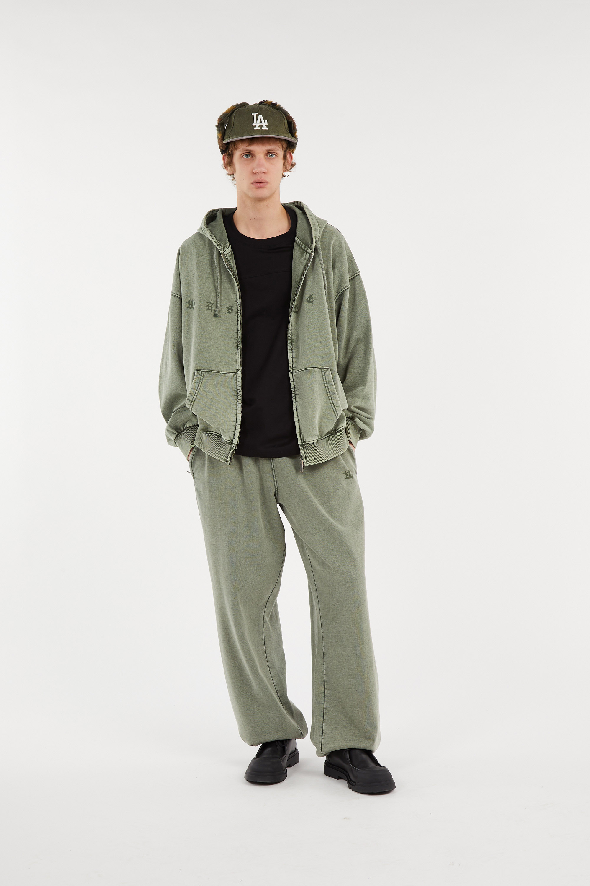 Zippered hoodie Khaki